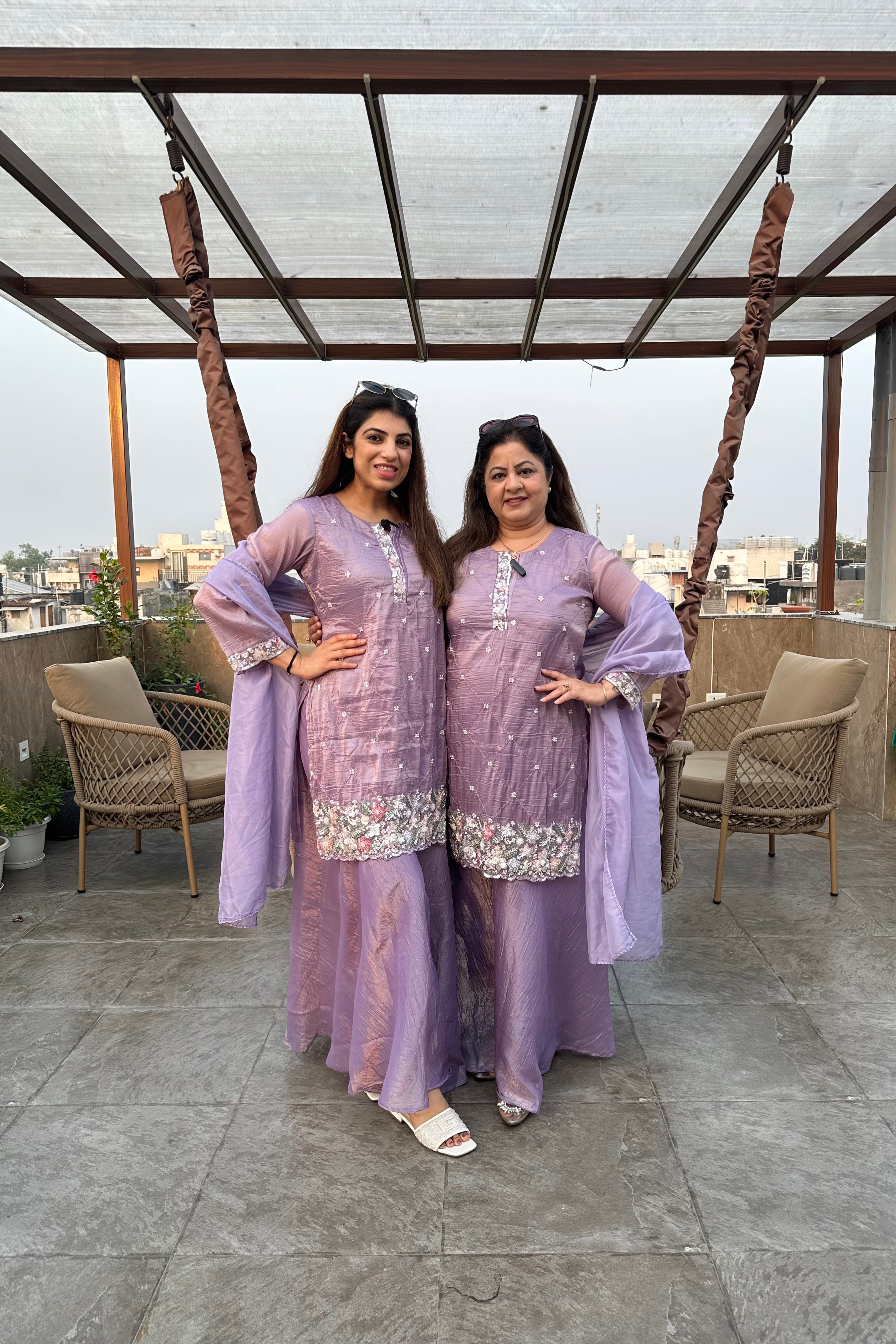 3pc Partywear Pakistani Suit With Divider Plazzo