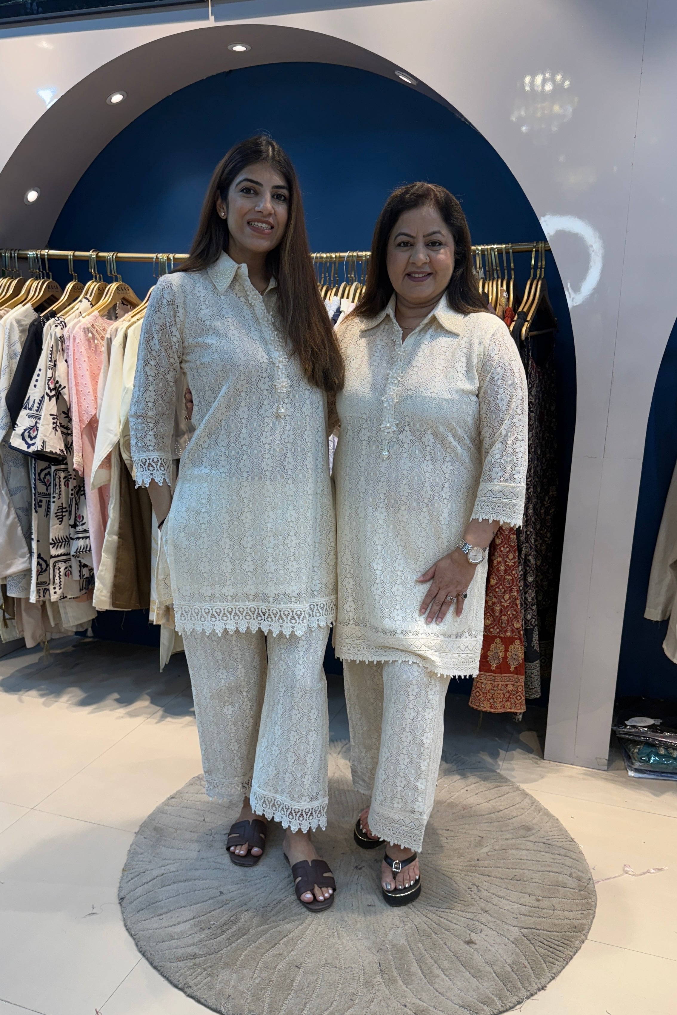 2pc Crochet Co-ord Set Paired With Straight Pants