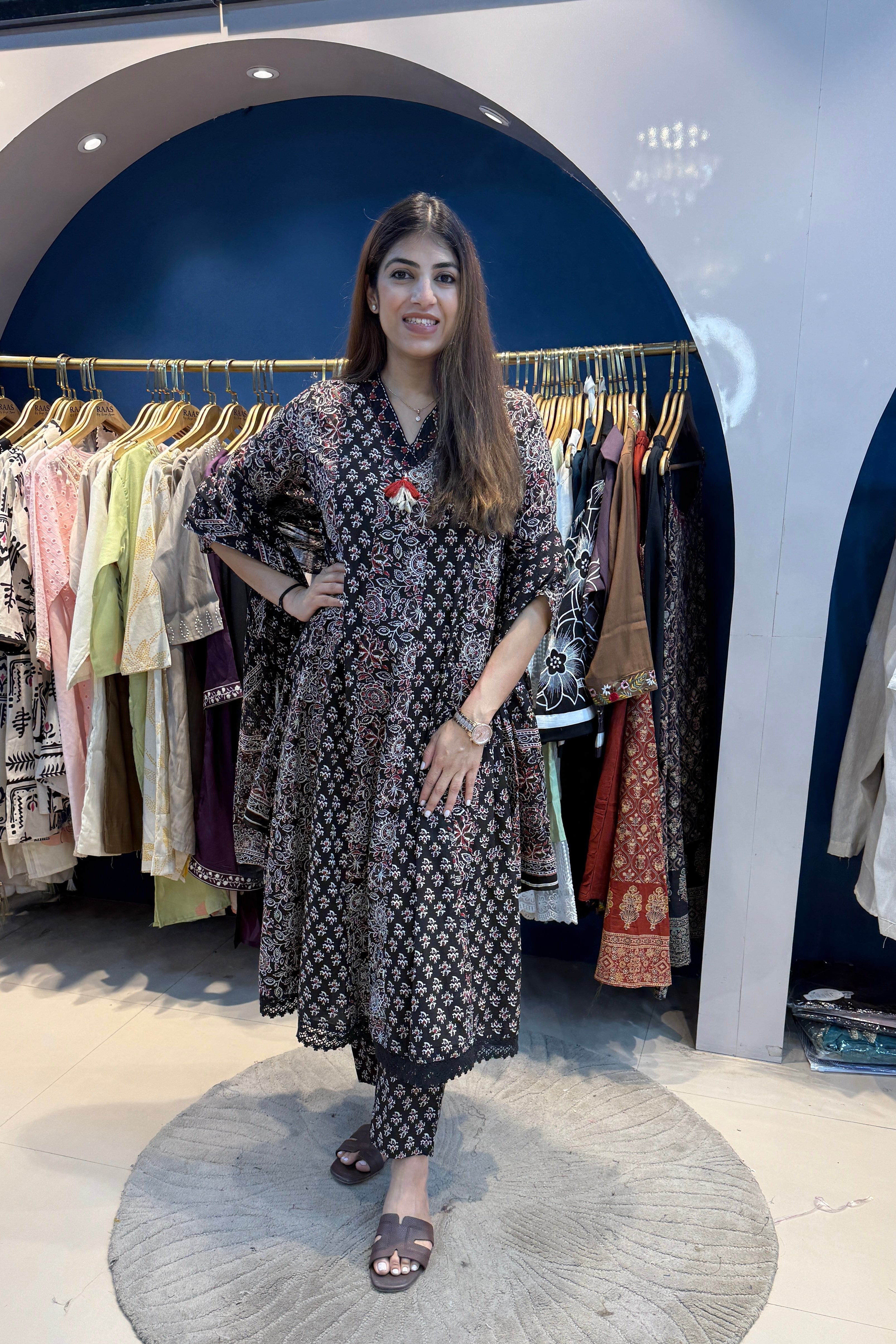 3pc Cotton A-line Printed Suit With Printed Dupatta