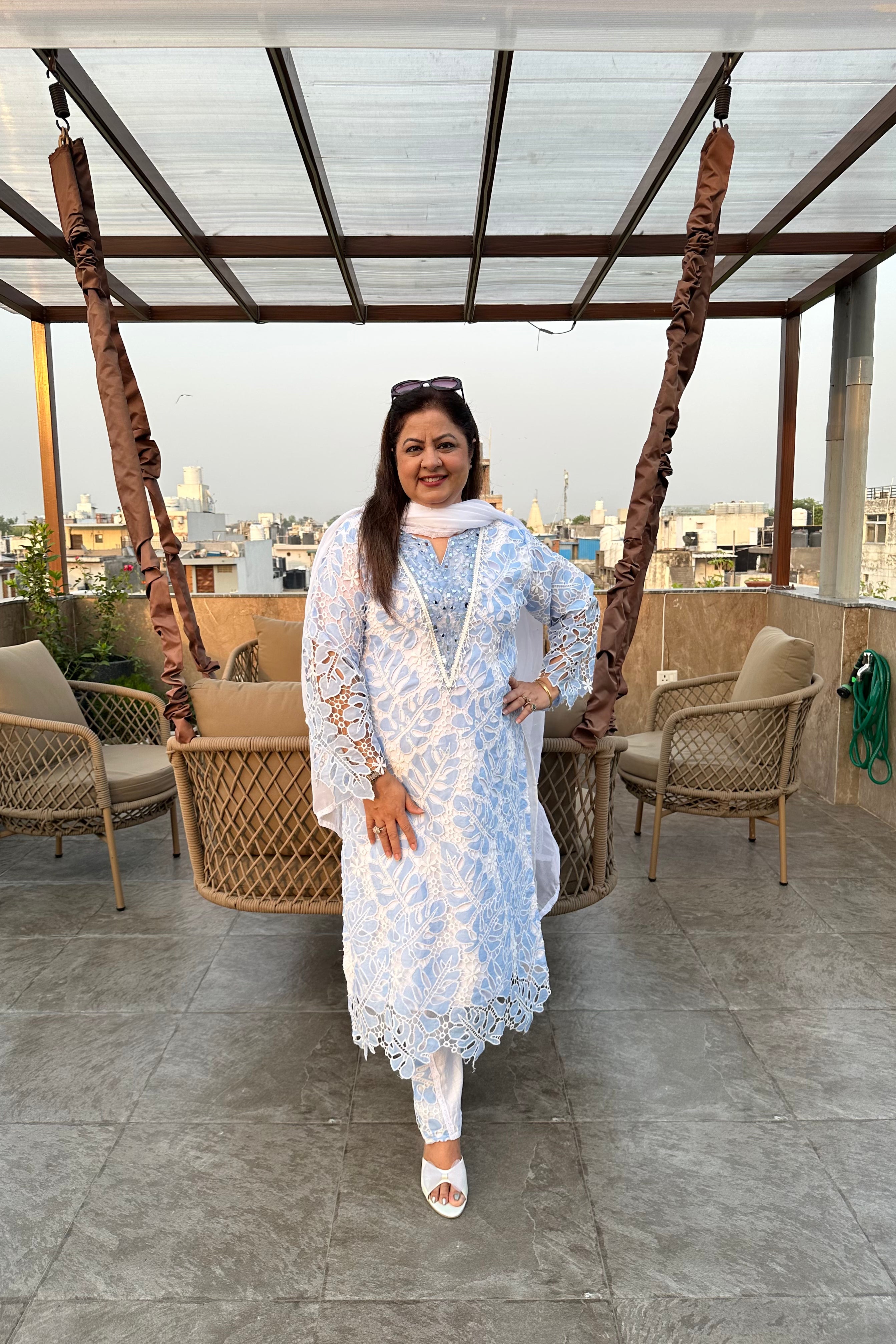 3pc Schiffli Cotton Pakistani Suit With Dupatta
