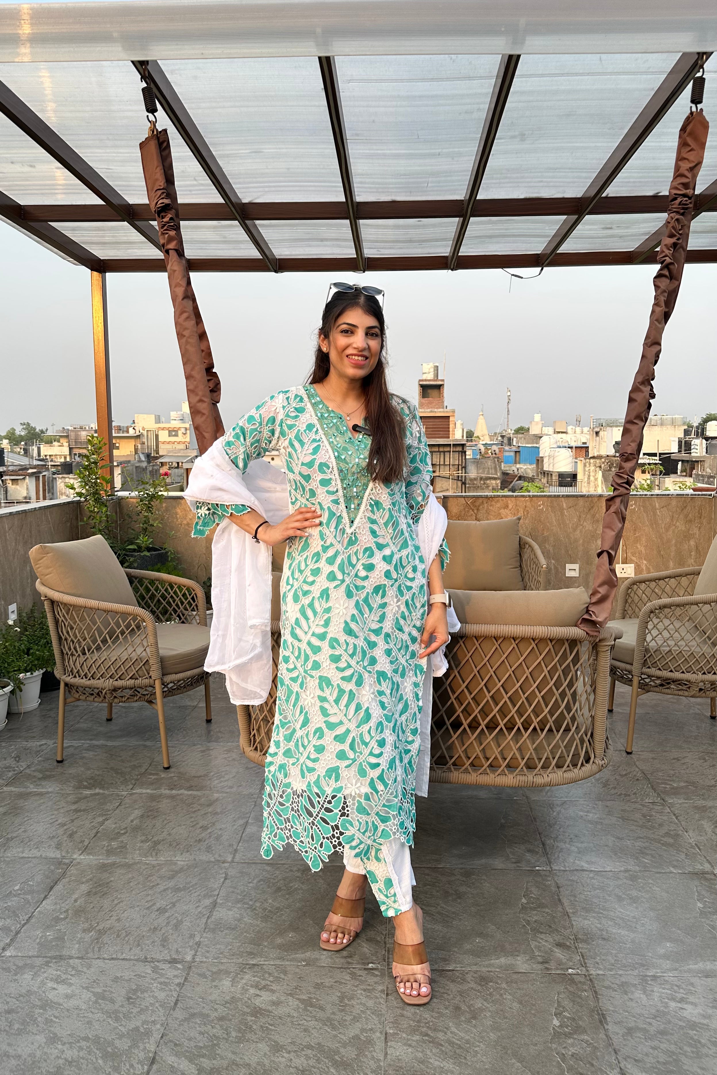 3pc Schiffli Cotton Pakistani Suit With Dupatta