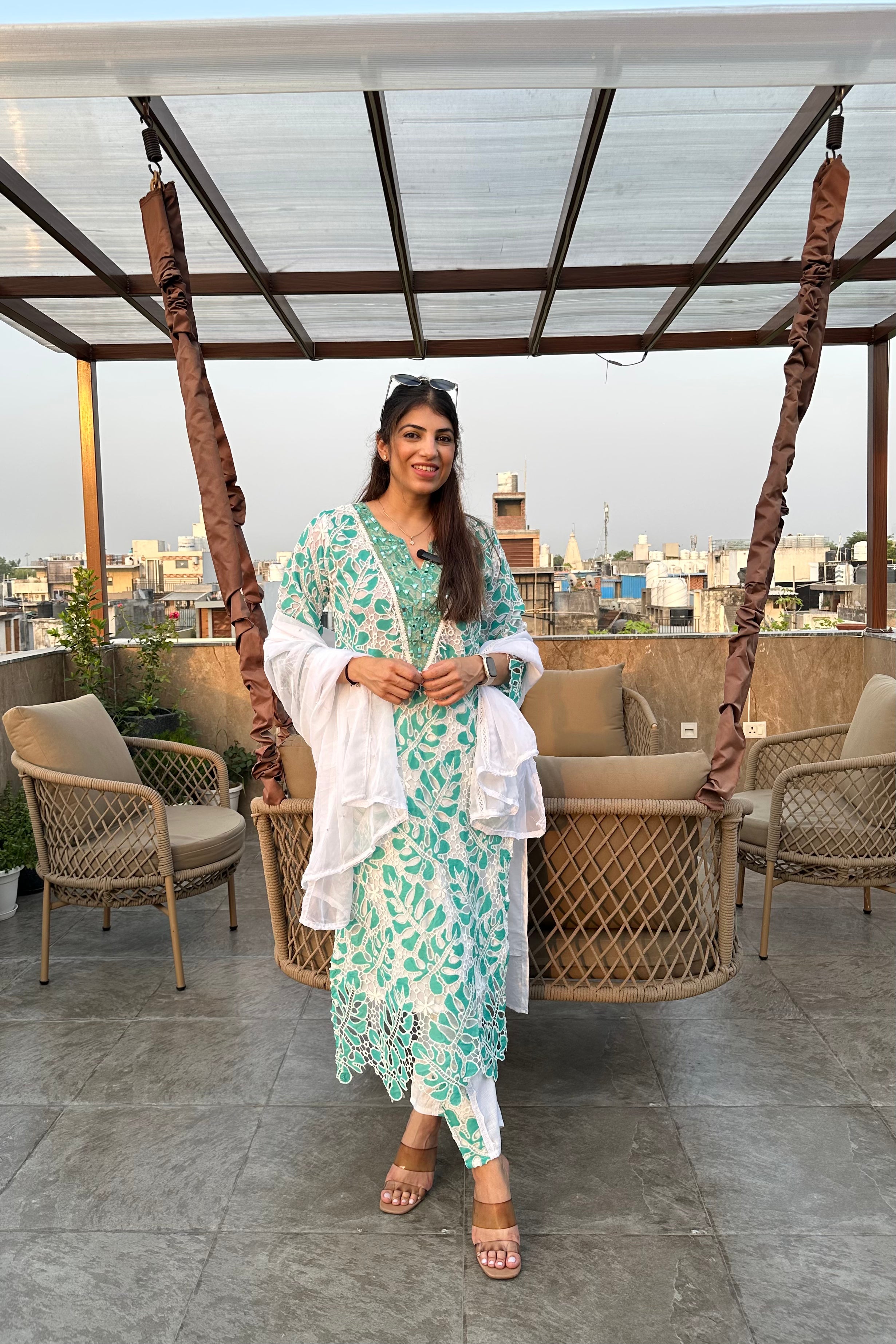 3pc Schiffli Cotton Pakistani Suit With Dupatta