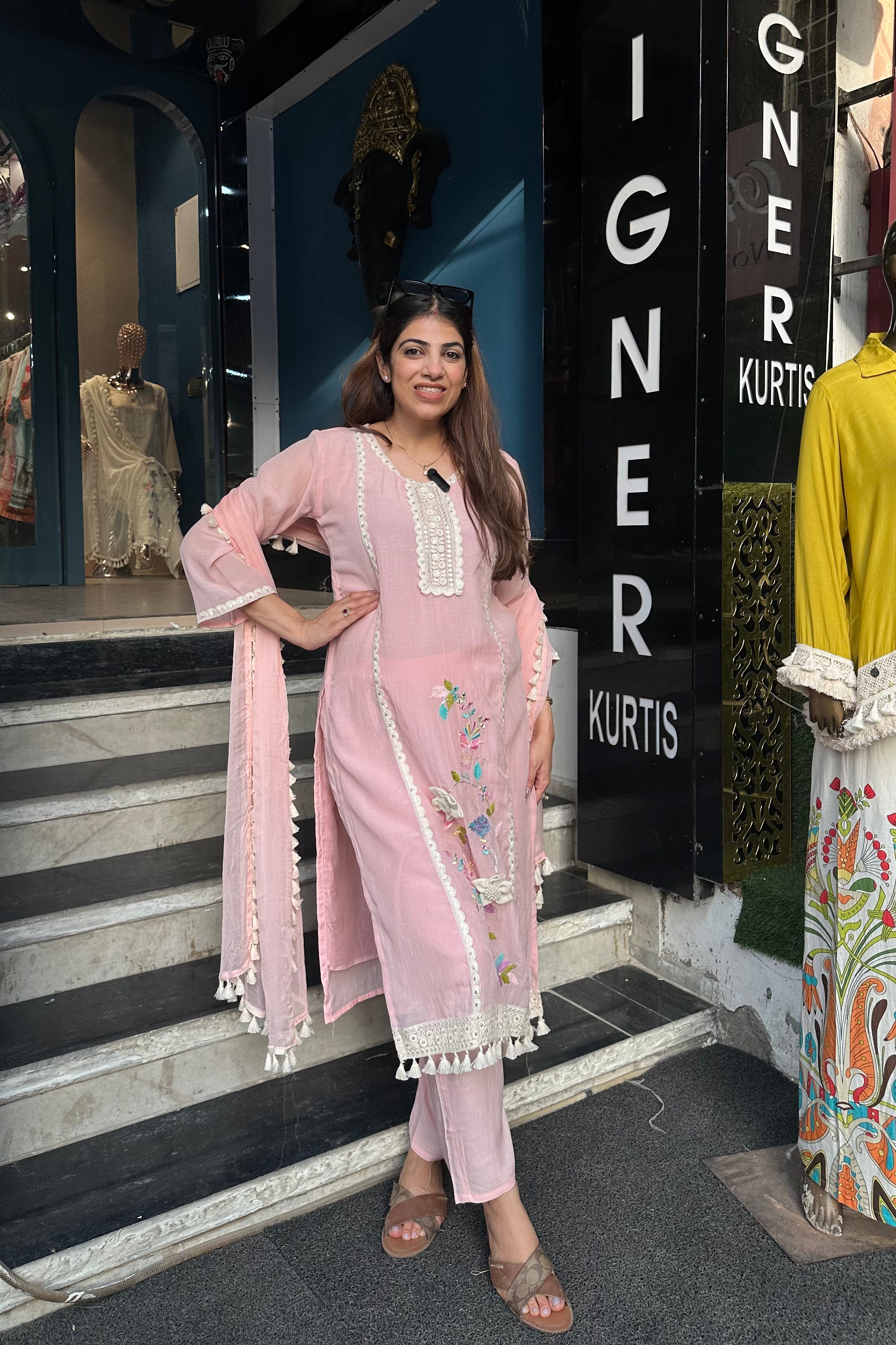 2pc Mull Cotton Embroidered Suit With Dupatta