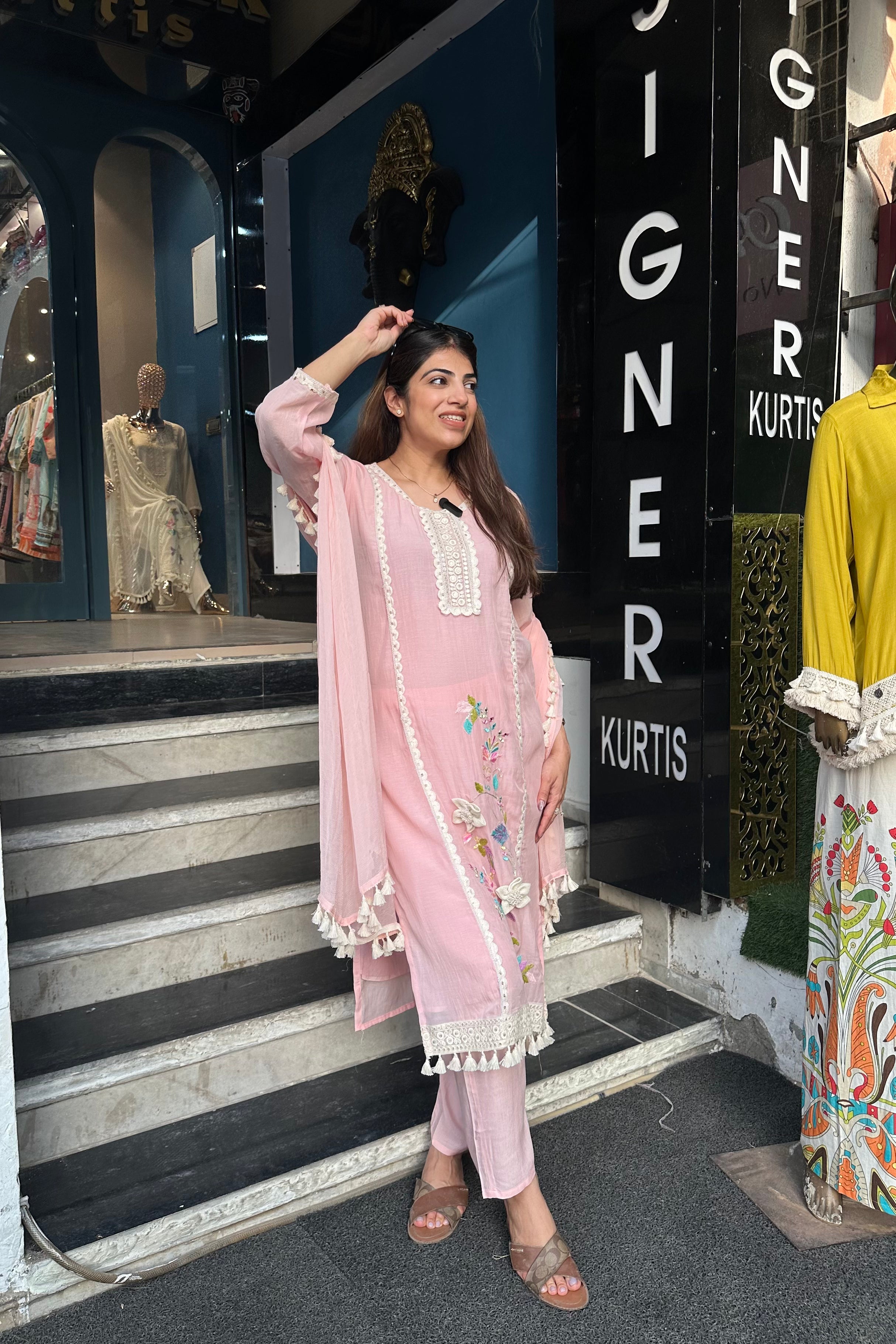 2pc Mull Cotton Embroidered Suit With Dupatta
