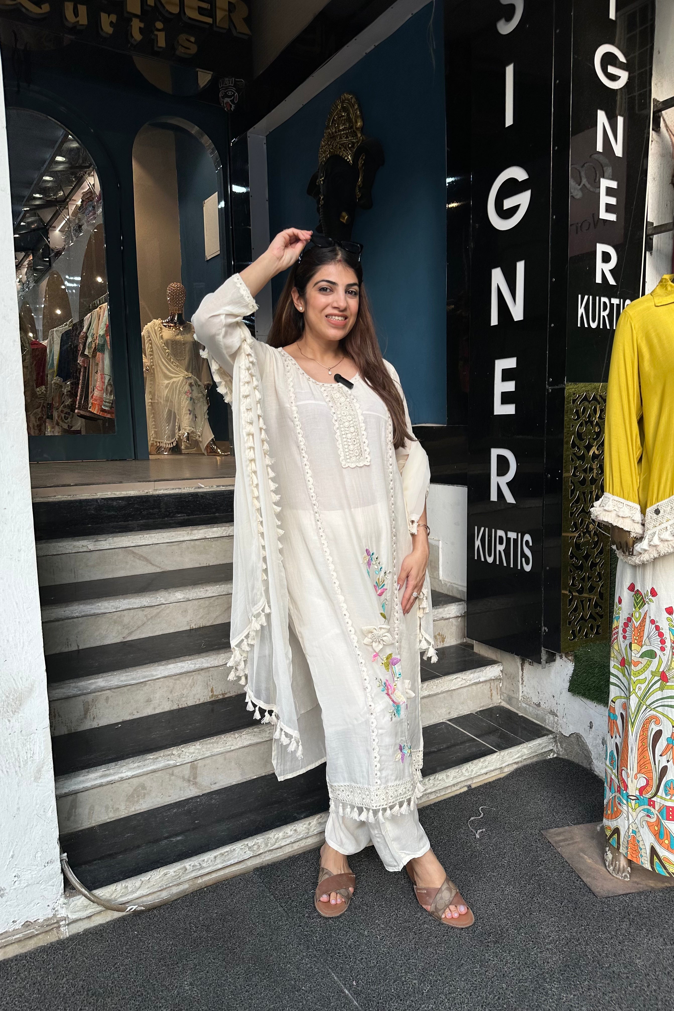 2pc Mull Cotton Embroidered Suit With Dupatta