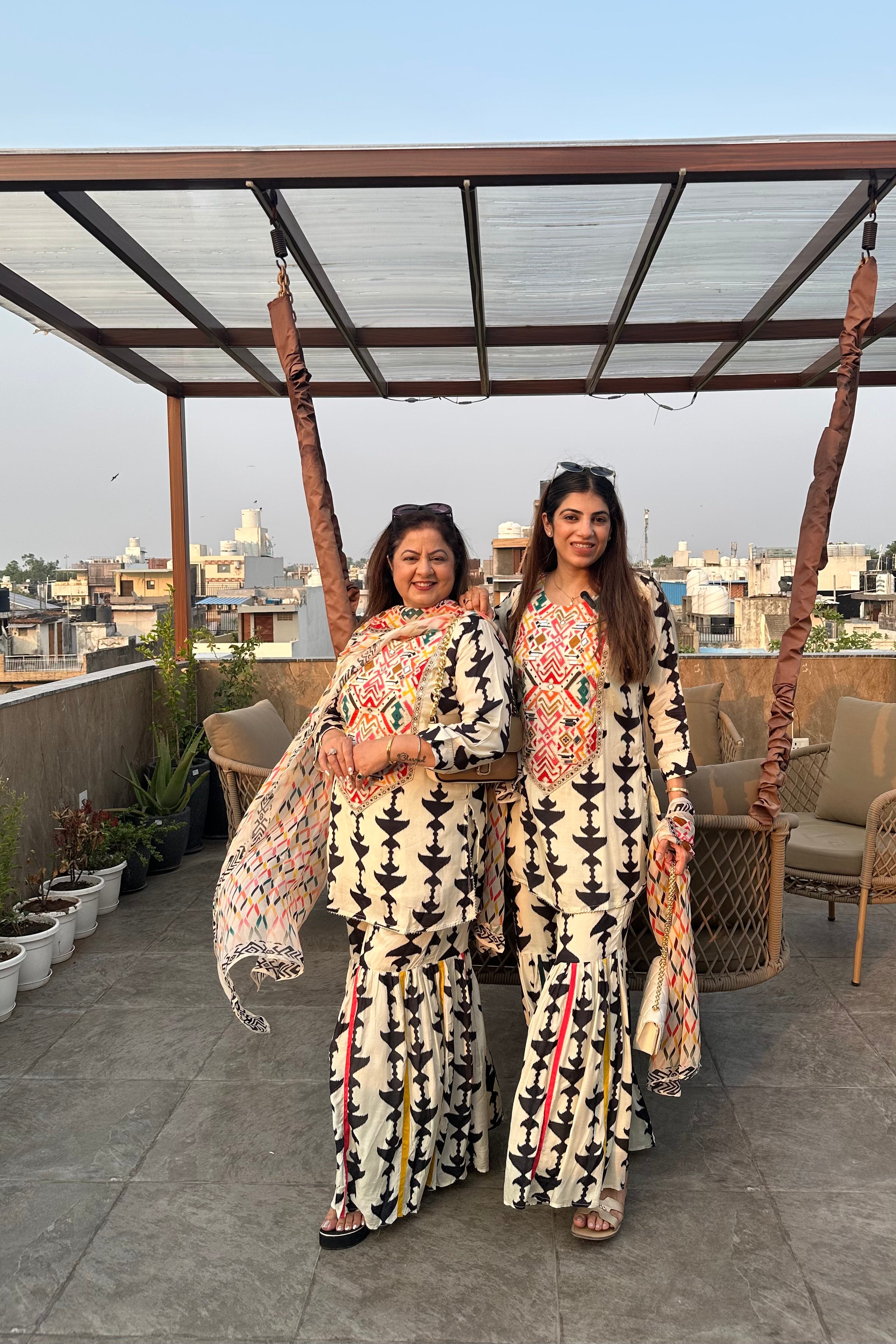 3pc Cotton-Muslin Printed Sharara Set With Printed Dupatta