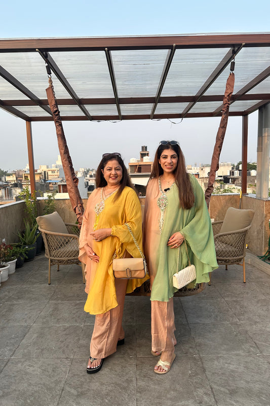 2pc Chinon Ombre Kaftan Set With Attached Inner