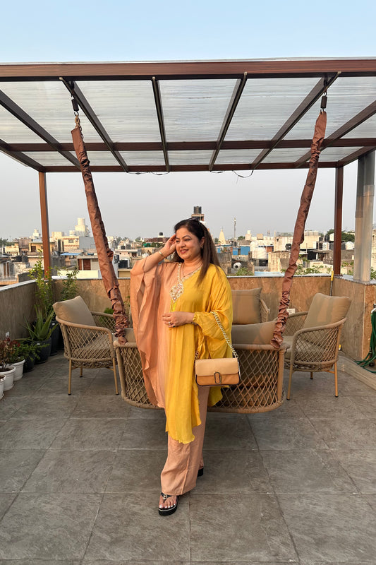 2pc Chinon Ombre Kaftan Set With Attached Inner