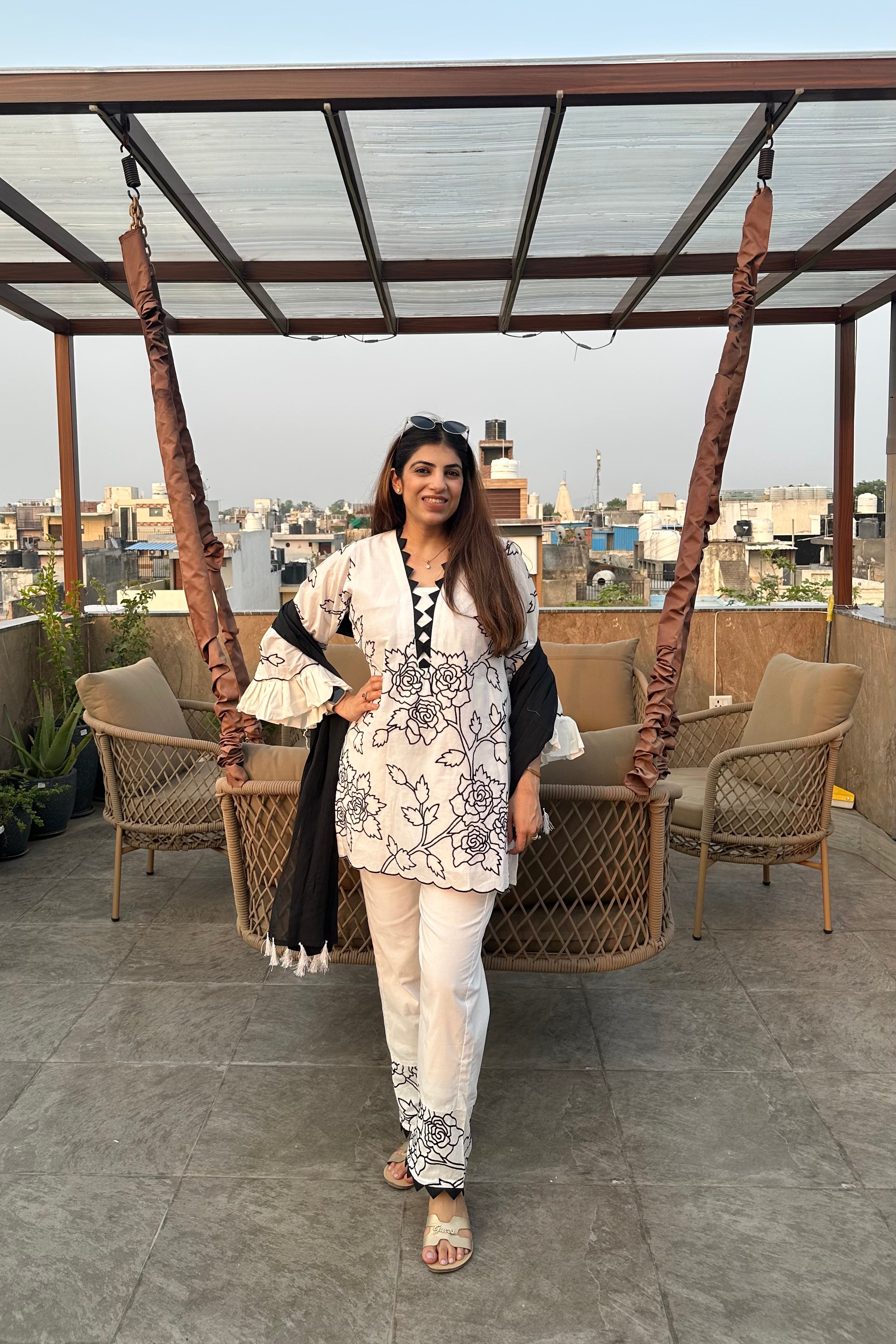 3pc Cotton Embroidered Suit With Dupatta