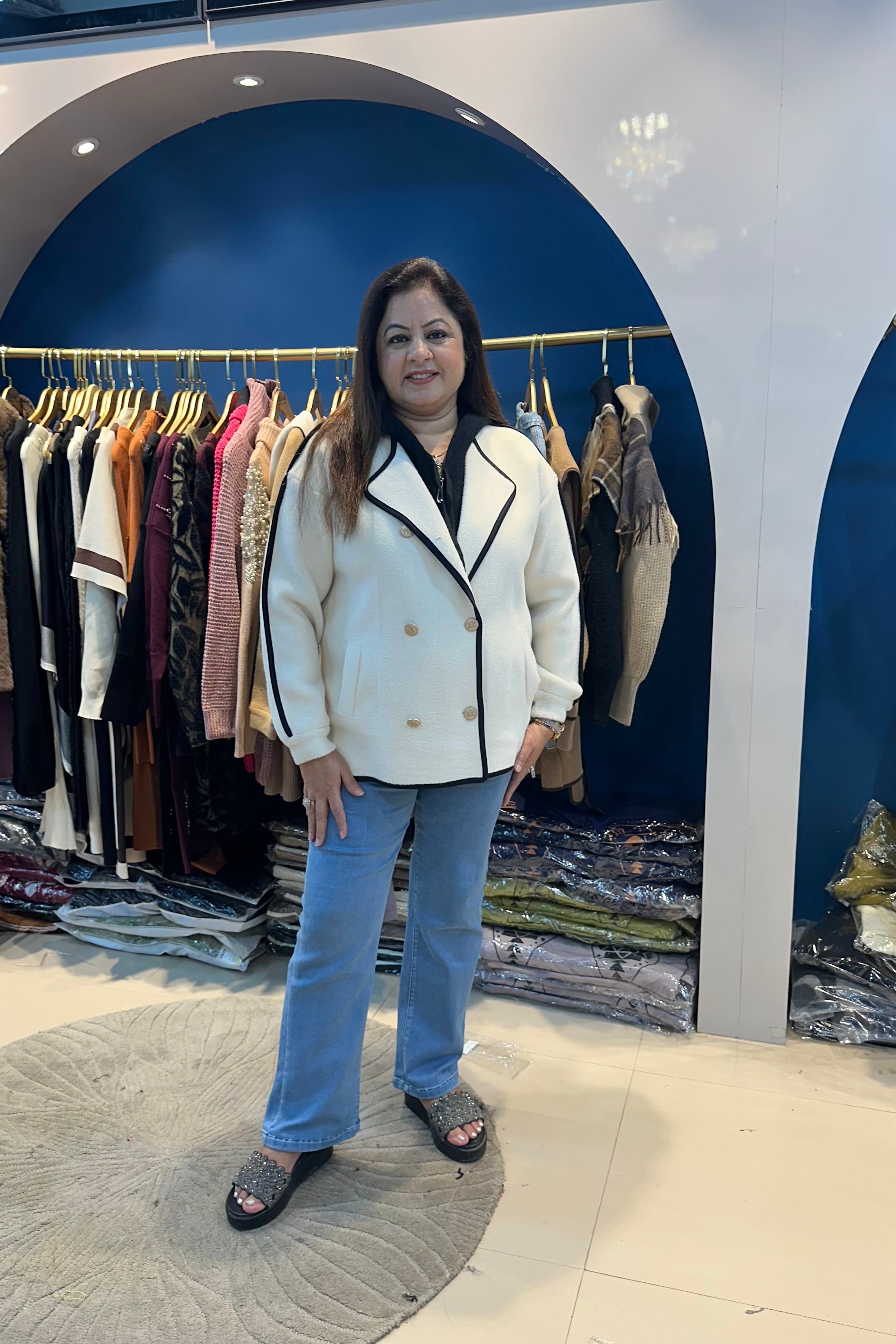 Zipper Coat With Attached Woolen Inner