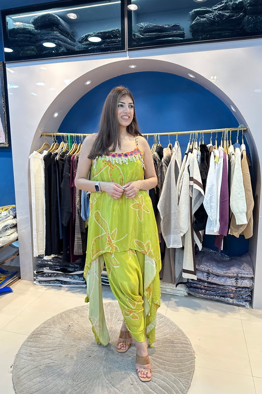 2pc Indo-western Paired With Dhoti Pants