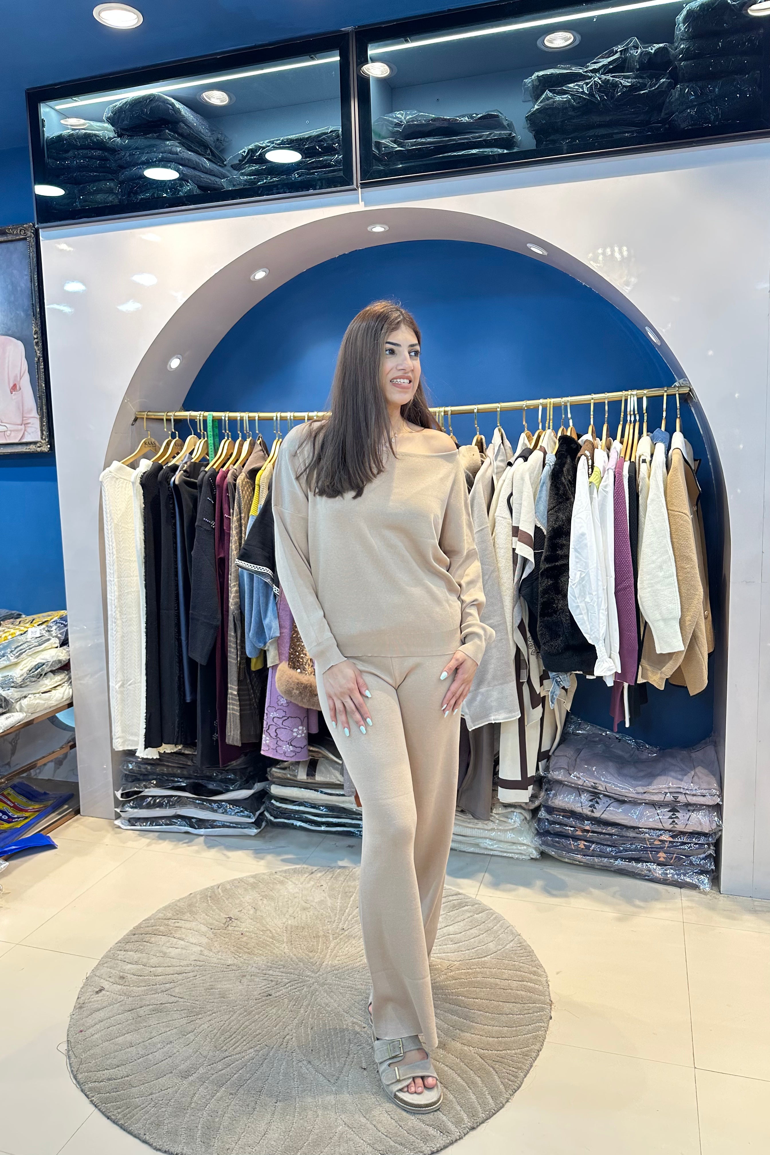 2pc Woolen Off-shoulder Co-ord Set