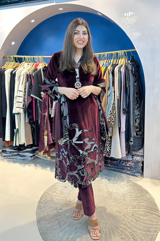 3pc Velvet Partywear Suit