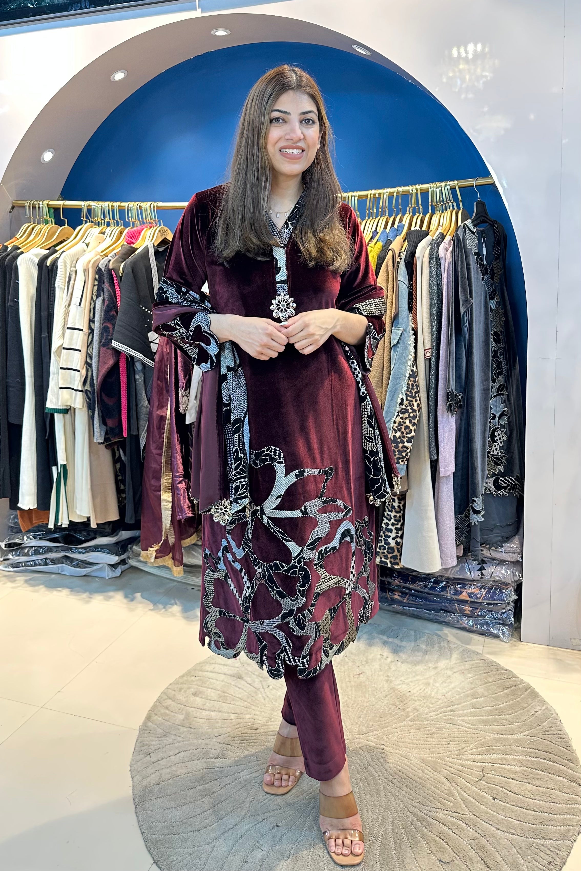 3pc Velvet Partywear Suit