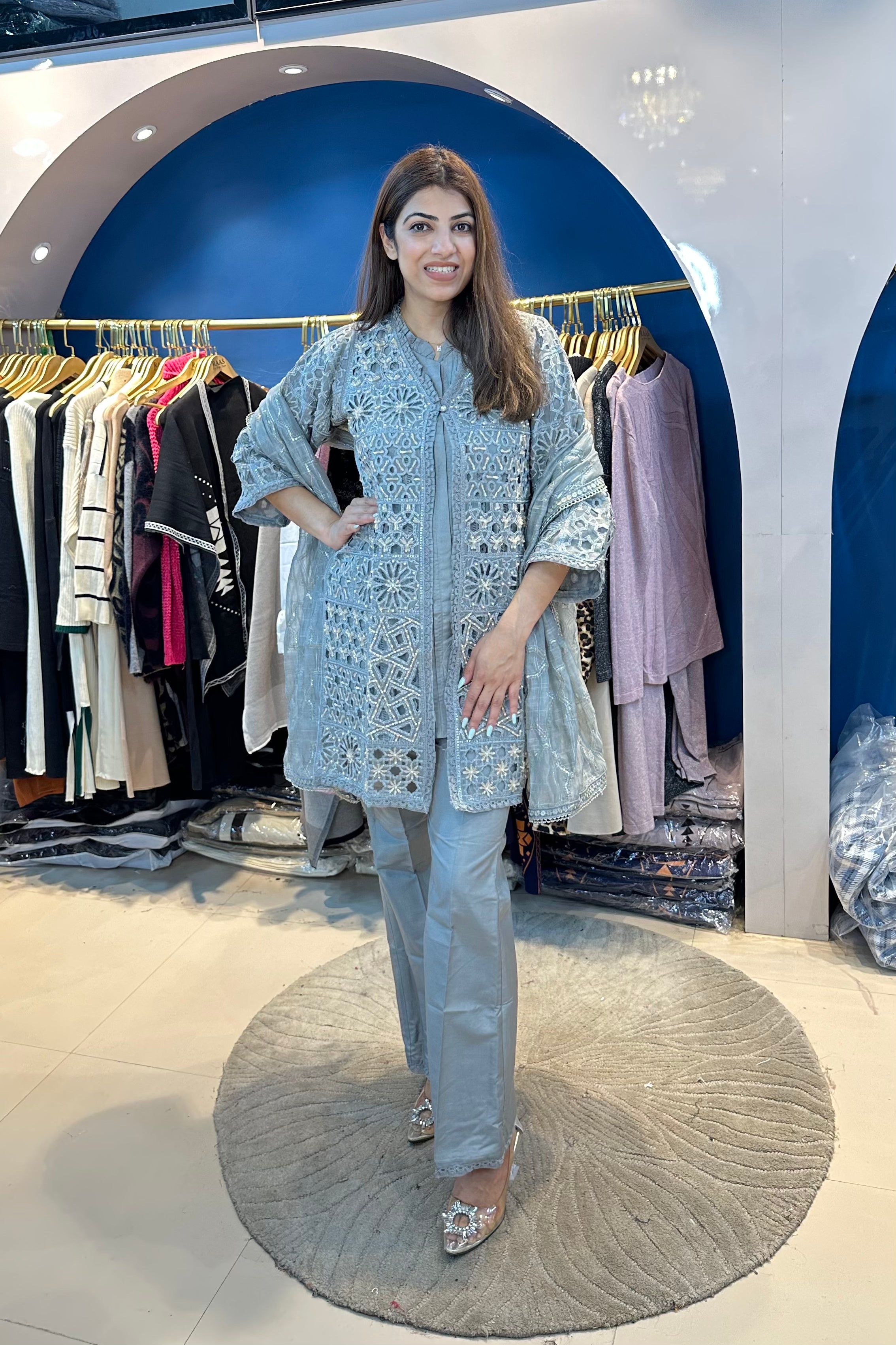 4pc Pakistani Suit Paired With Bell Bottom Pants