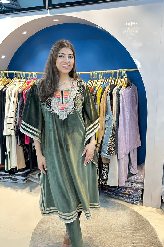 2pc Velvet Partywear Kaftan Set