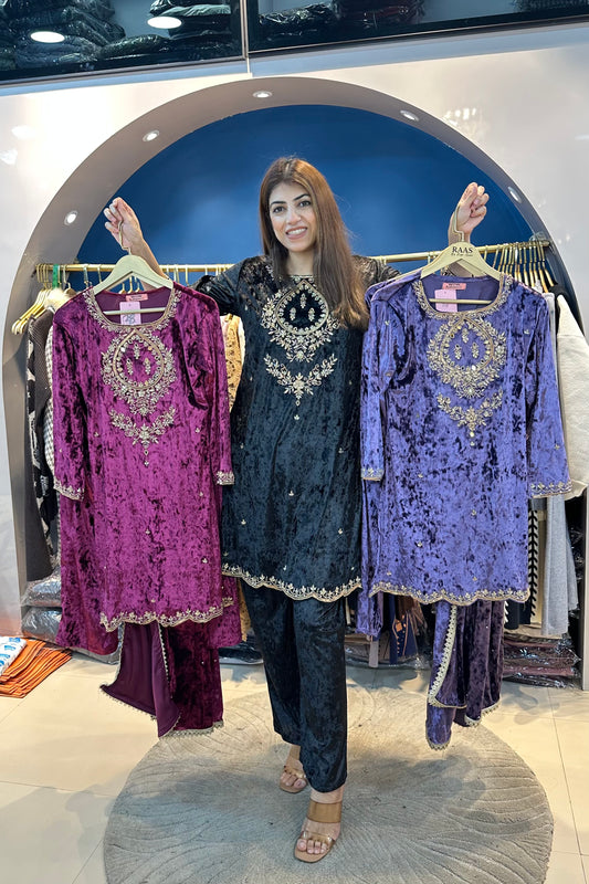 3pc Velvet Pakistani Partywear Suit