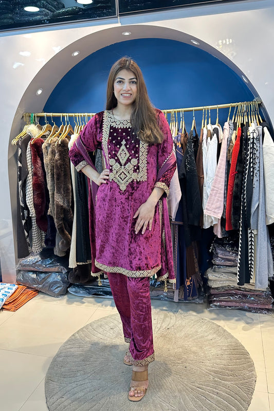 3pc Velvet Partywear Suit