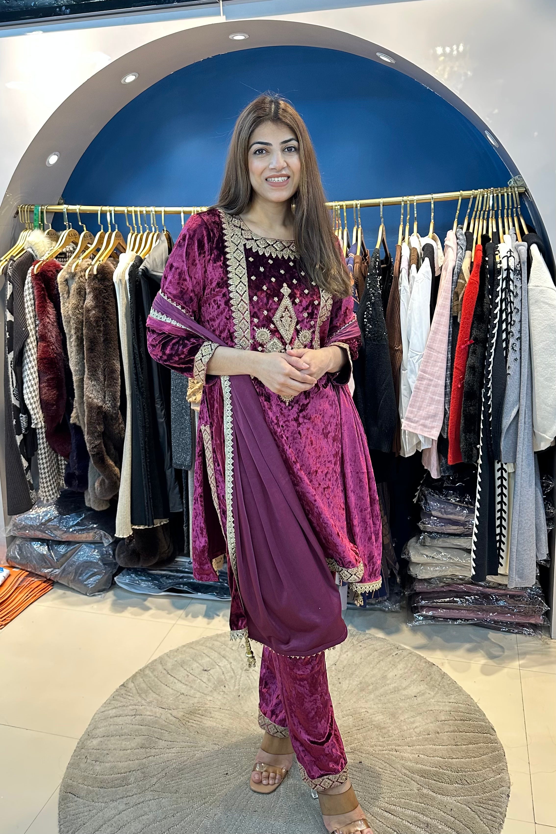 3pc Velvet Partywear Suit