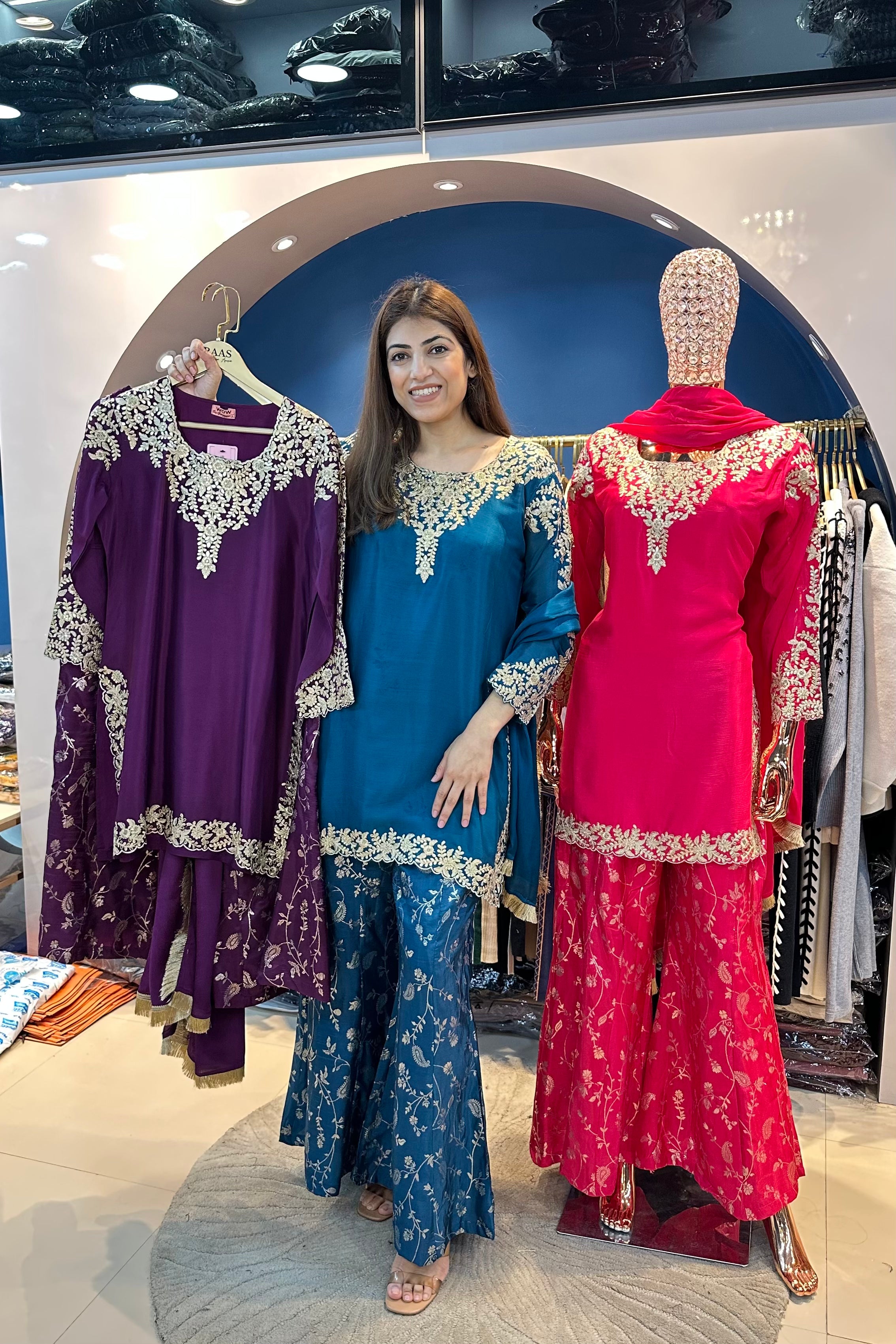 3pc Crepe Partywear Sharara Suit