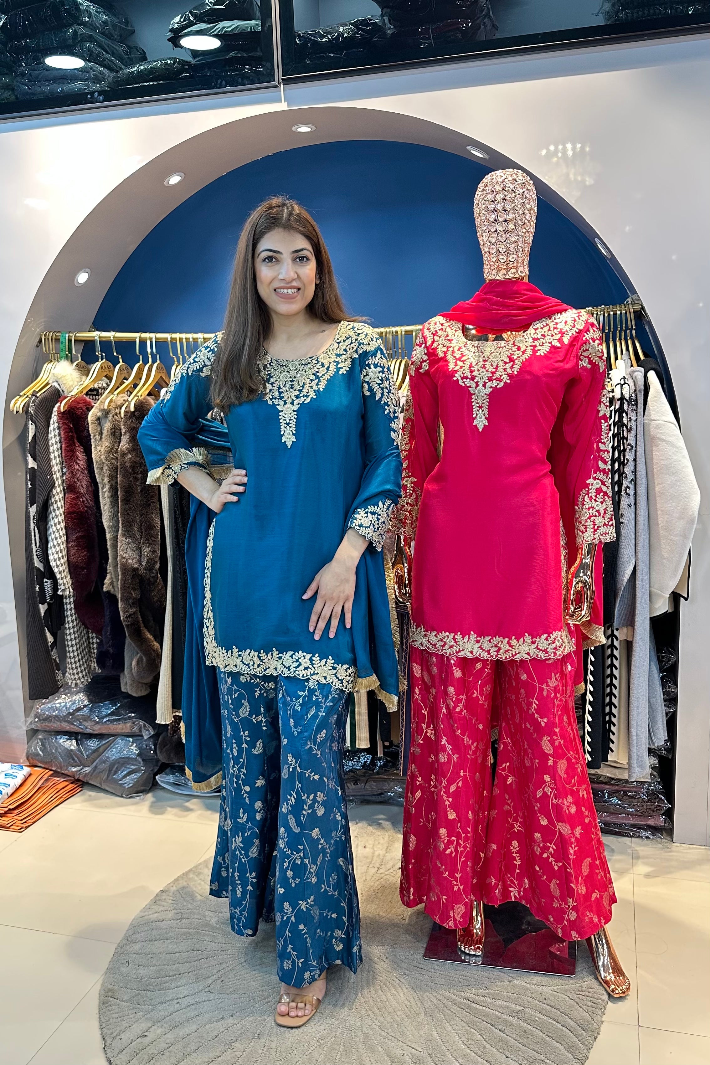 3pc Crepe Partywear Sharara Suit