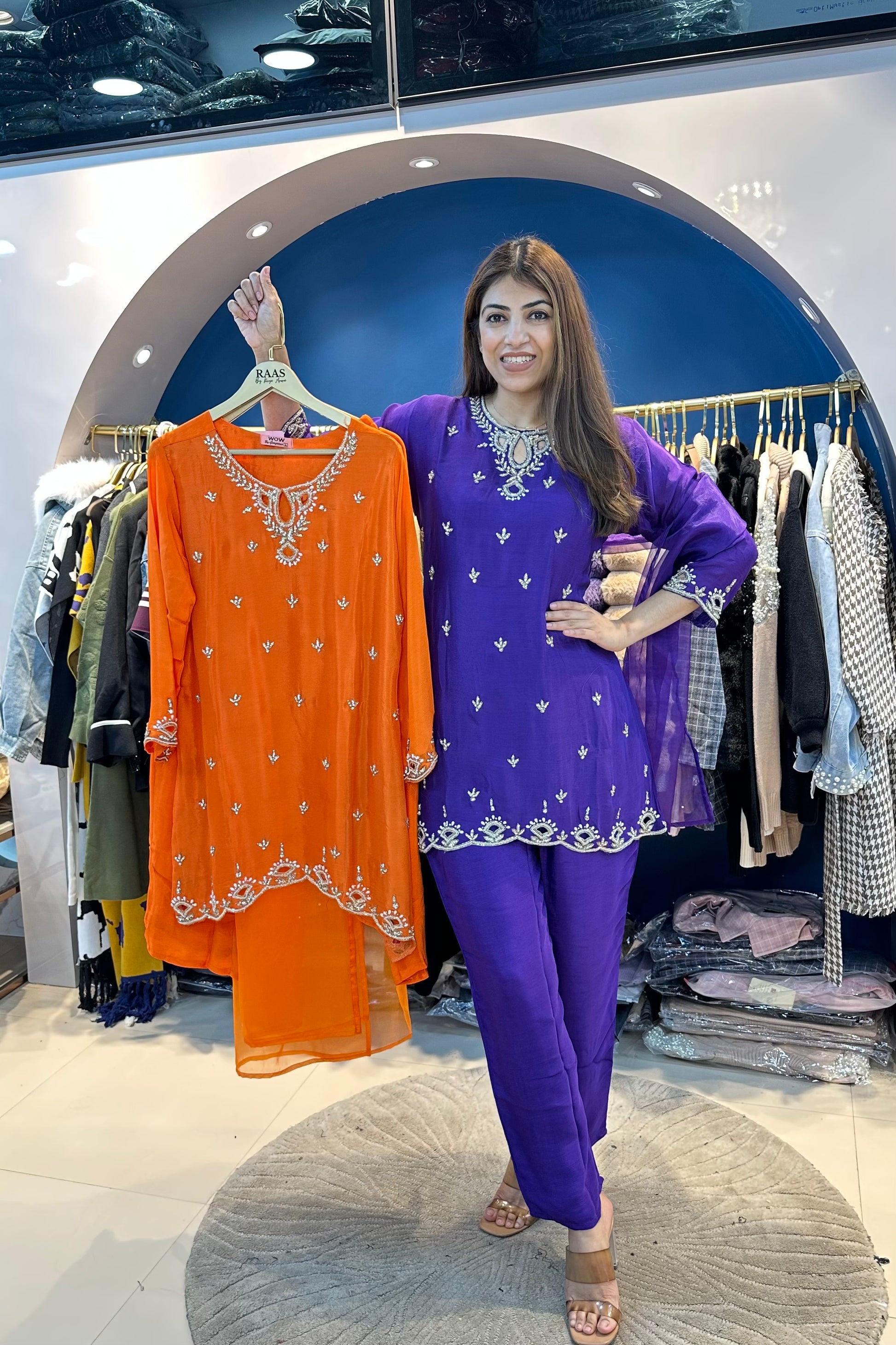 3pc Partywear Chinon Suit – Raas by Riya