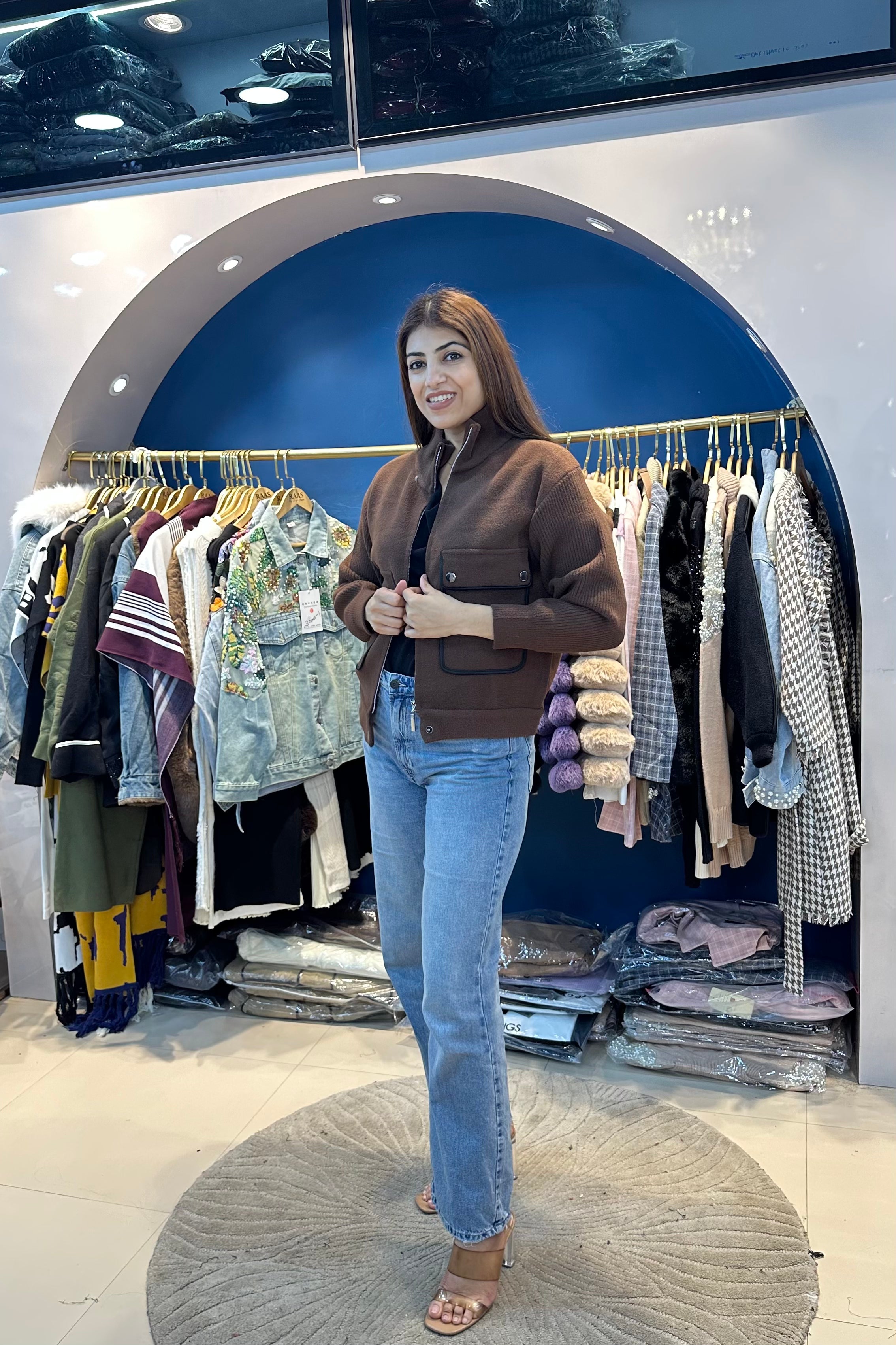 High Neck Woolen Jacket