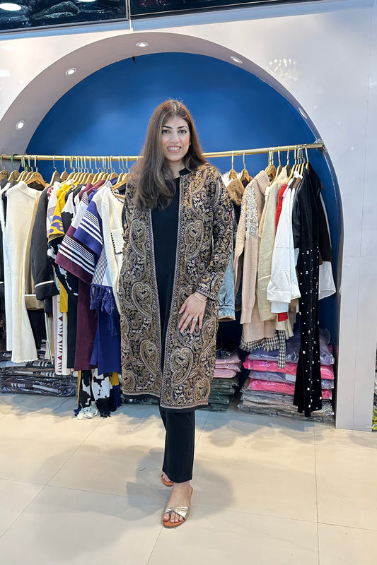 3pc Woolen Set With Pashmina Jacket