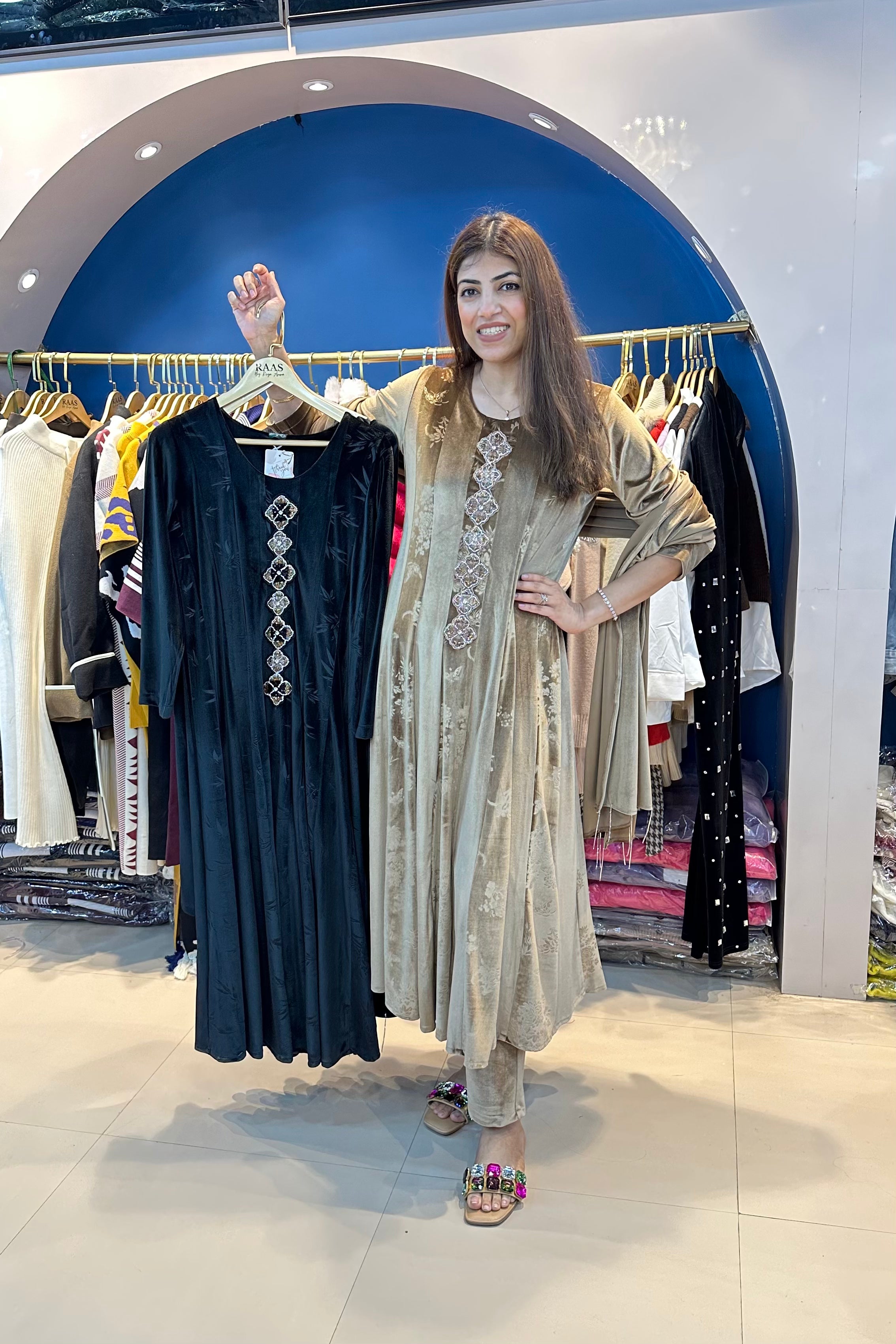 3pc Velvet Anarkali Suit
