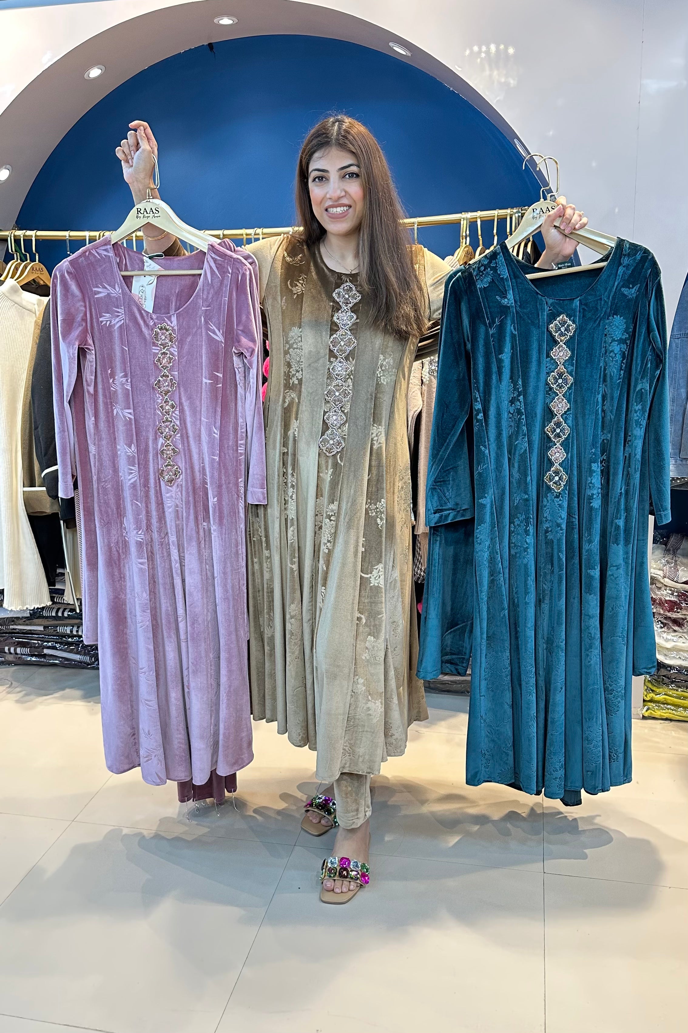 3pc Velvet Anarkali Suit – Raas by Riya