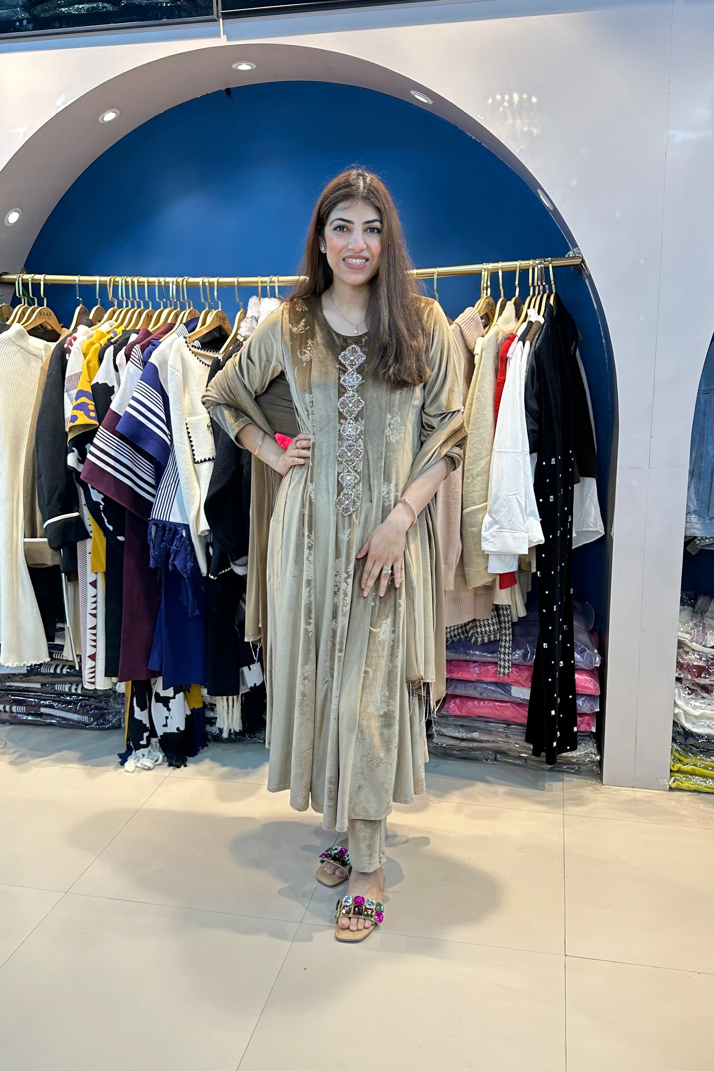 3pc Velvet Anarkali Suit