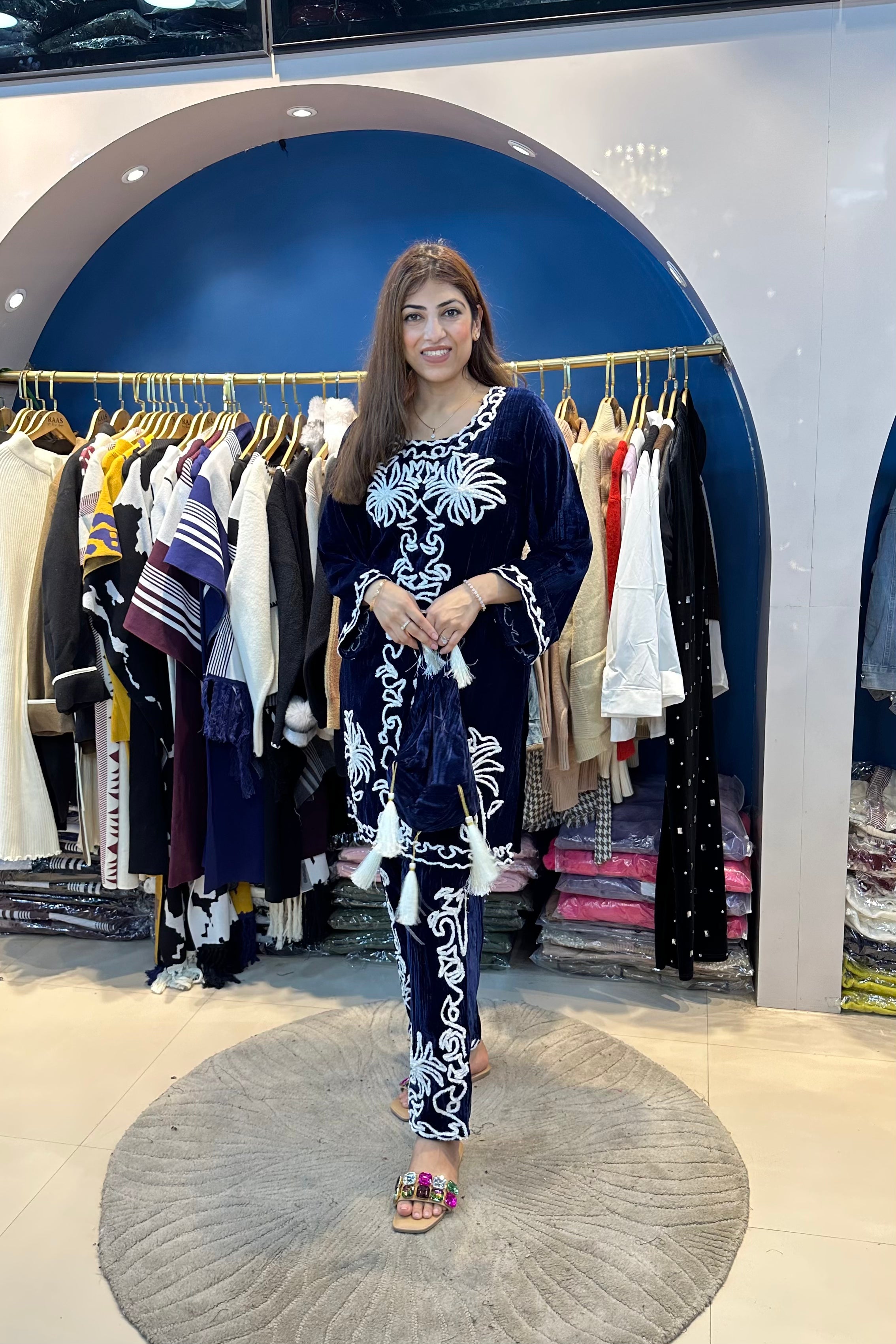 2pc Velvet Pakistani Co-ord Set With Potli