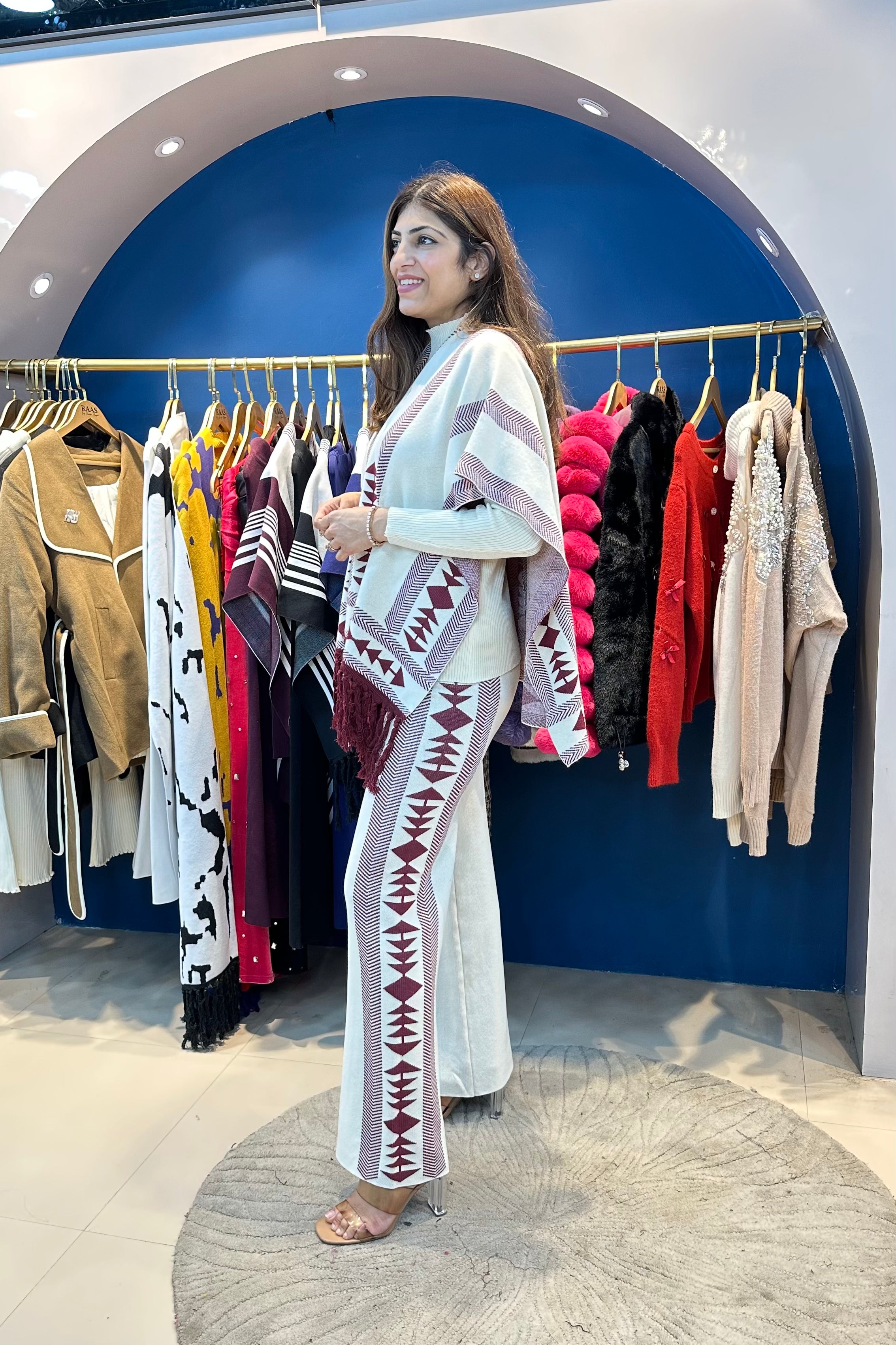 2pc Woolen Co-ord Set With Stole