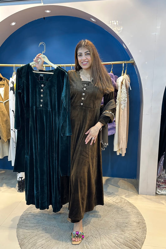 3pc Velvet Anarkali Suit