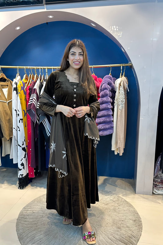 3pc Velvet Anarkali Suit