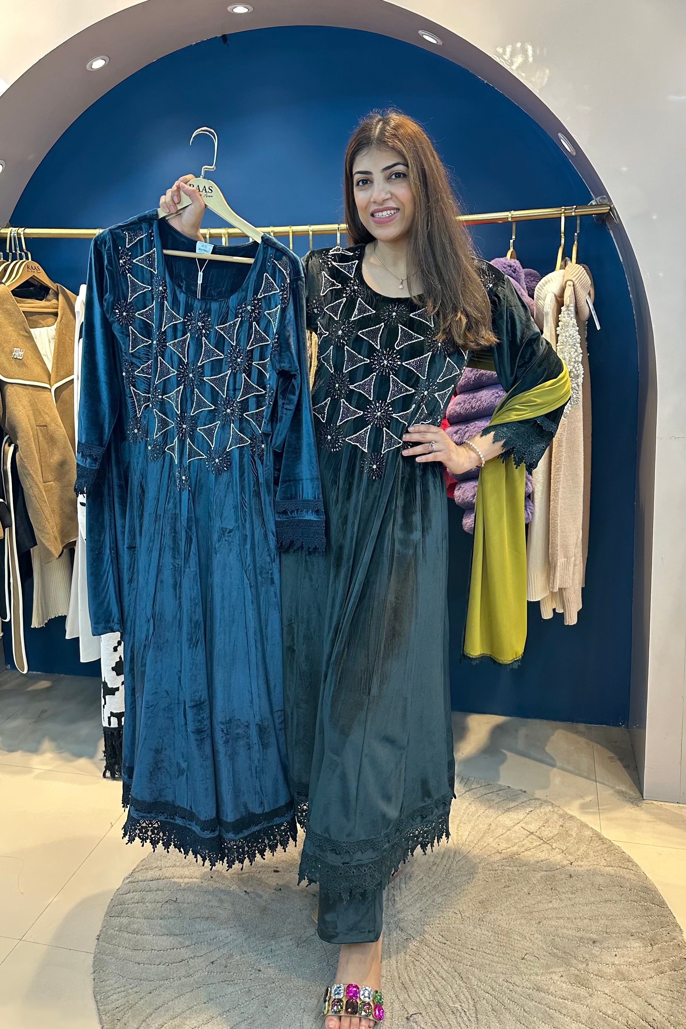 3pc Double-tonned Color Anarkali Suit – Raas by Riya