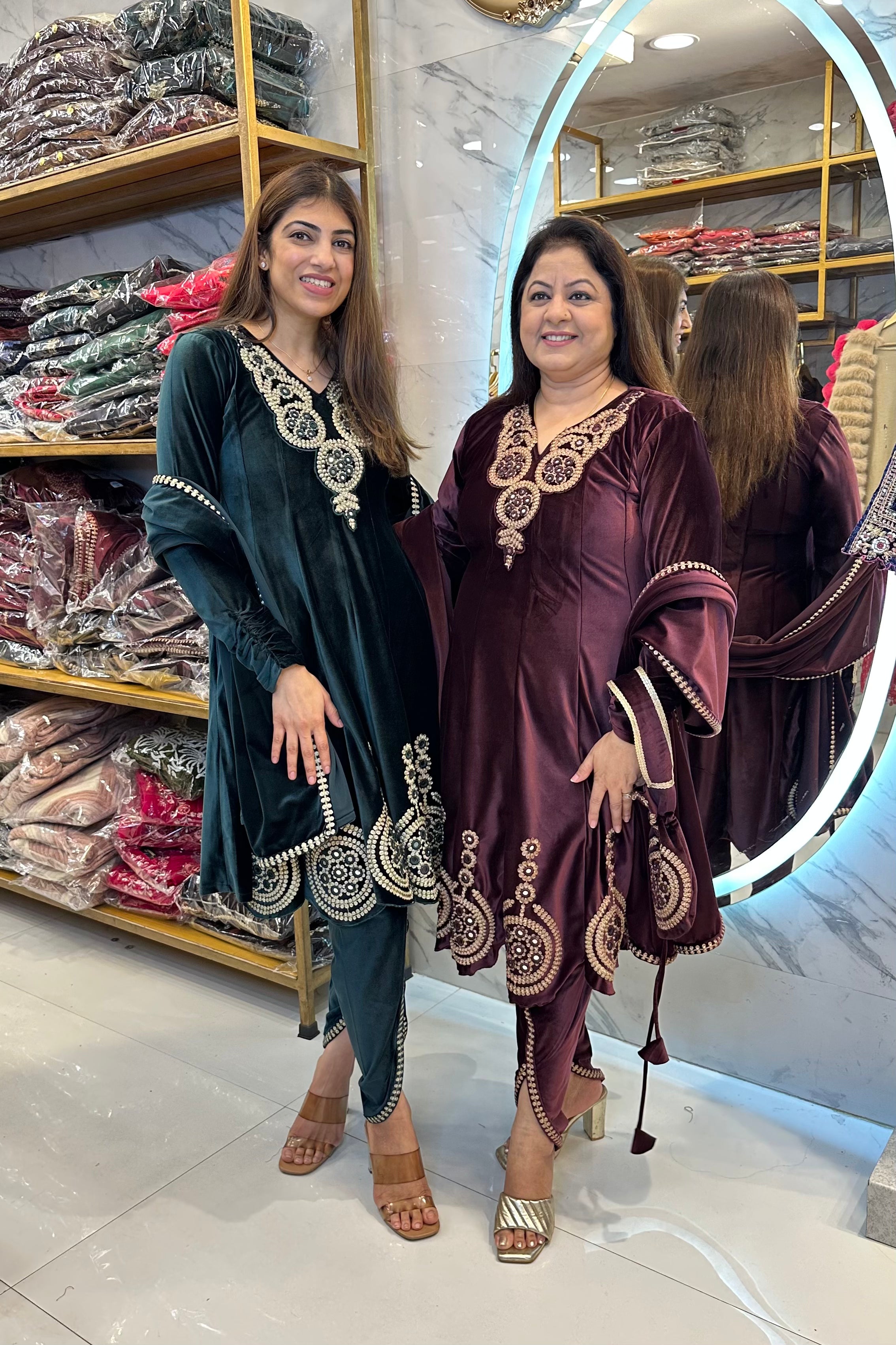 3pc Pakistani Velvet Suit With Potli