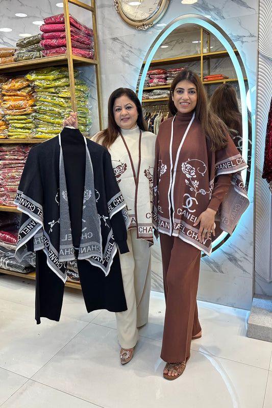 2pc Woolen Co-ord Set With Stole