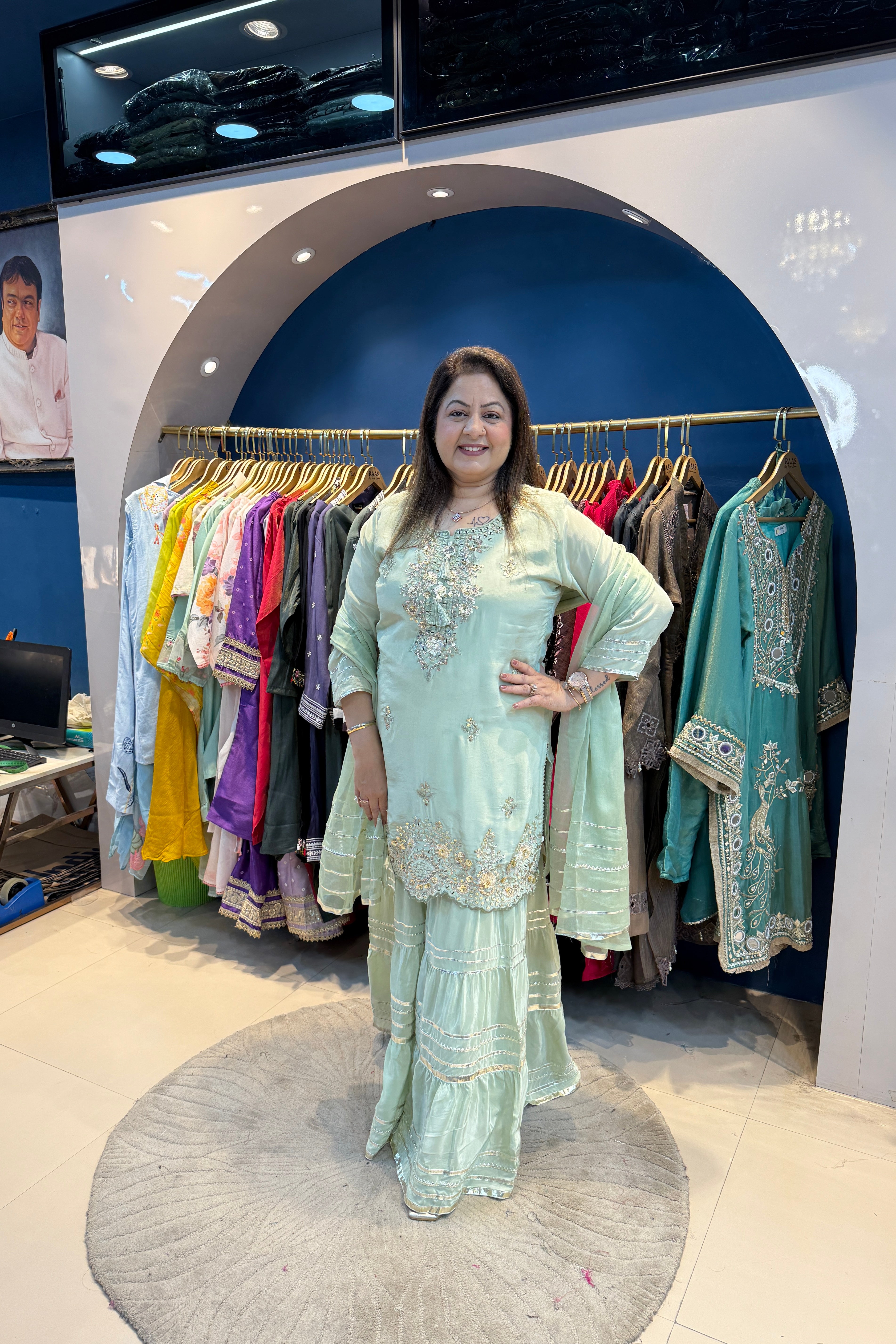 3pc Crepe Partywear Sharara Suit