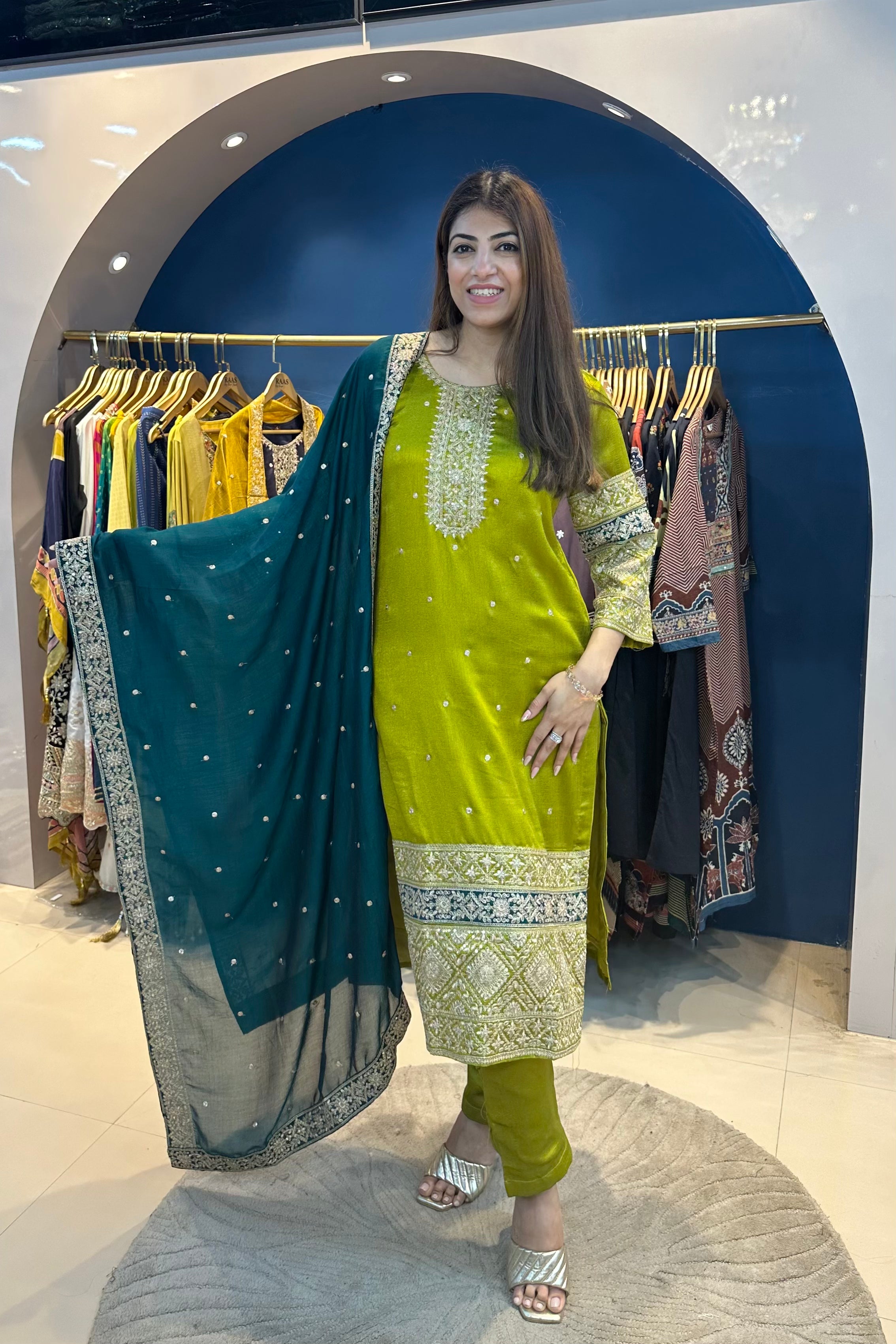 3pc Partner Suit With Heavy Contrast Dupatta