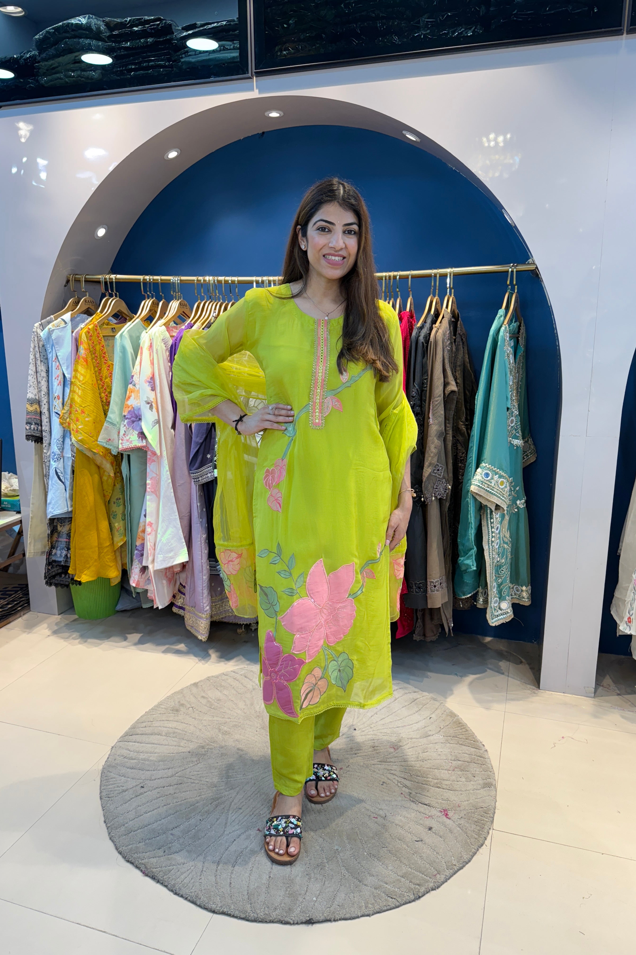 3pc Organza Suit With Organza Dupatta