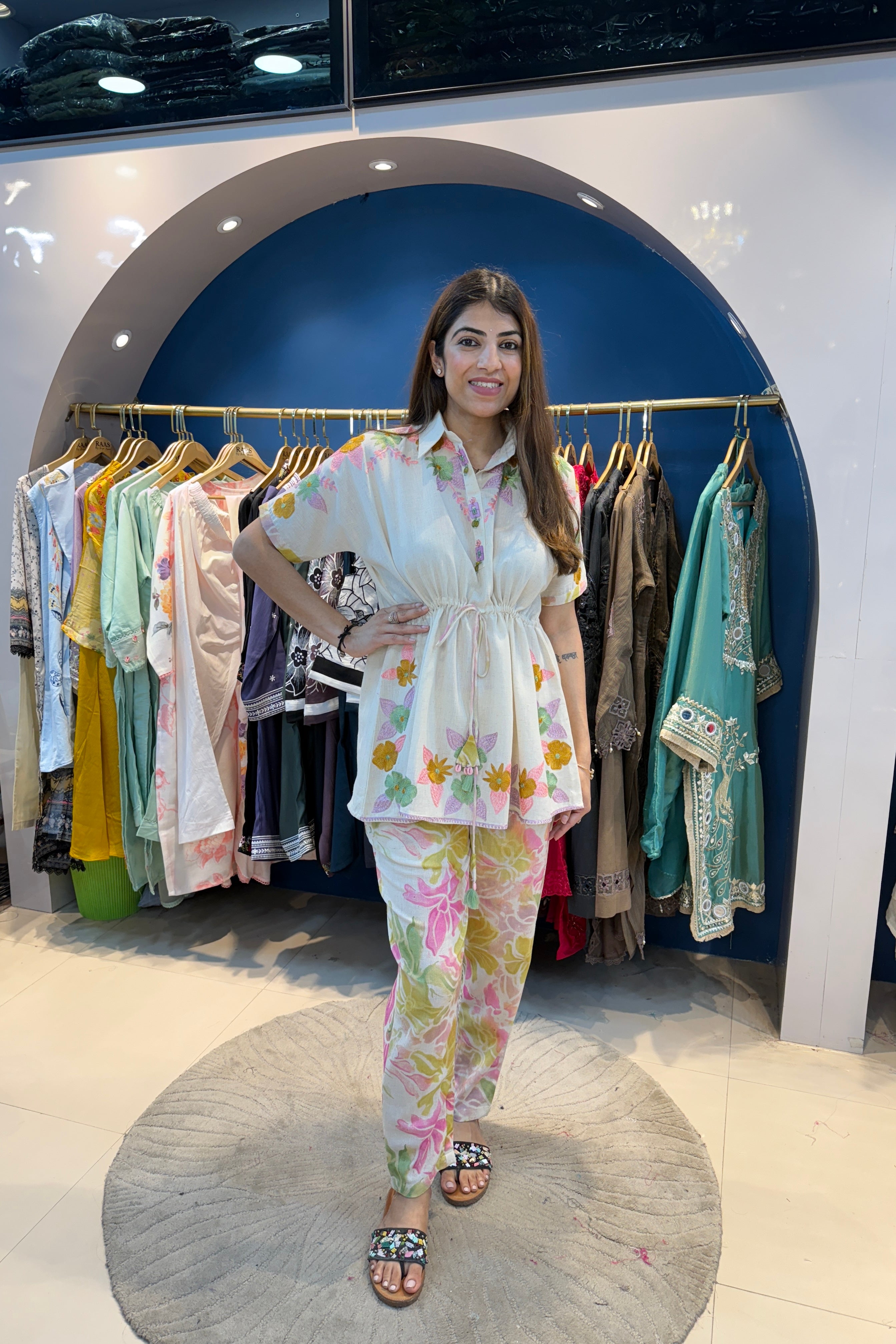 2pc Khadi Cotton Co-ord Set With Printed pants