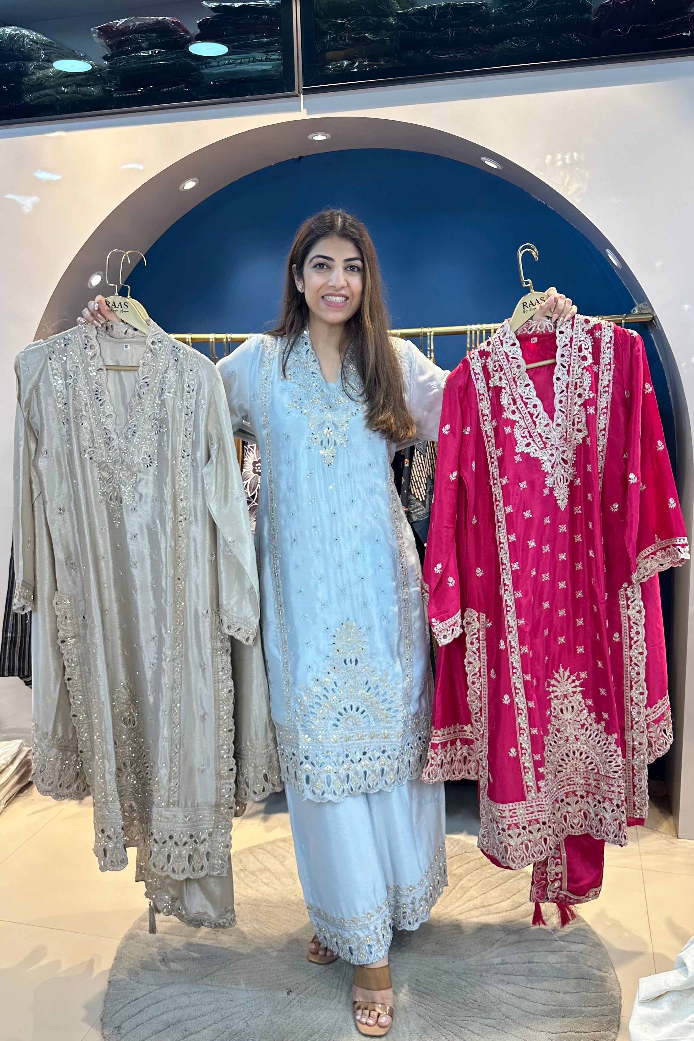 3pc Premium Silk Pakistani Sharara Suit