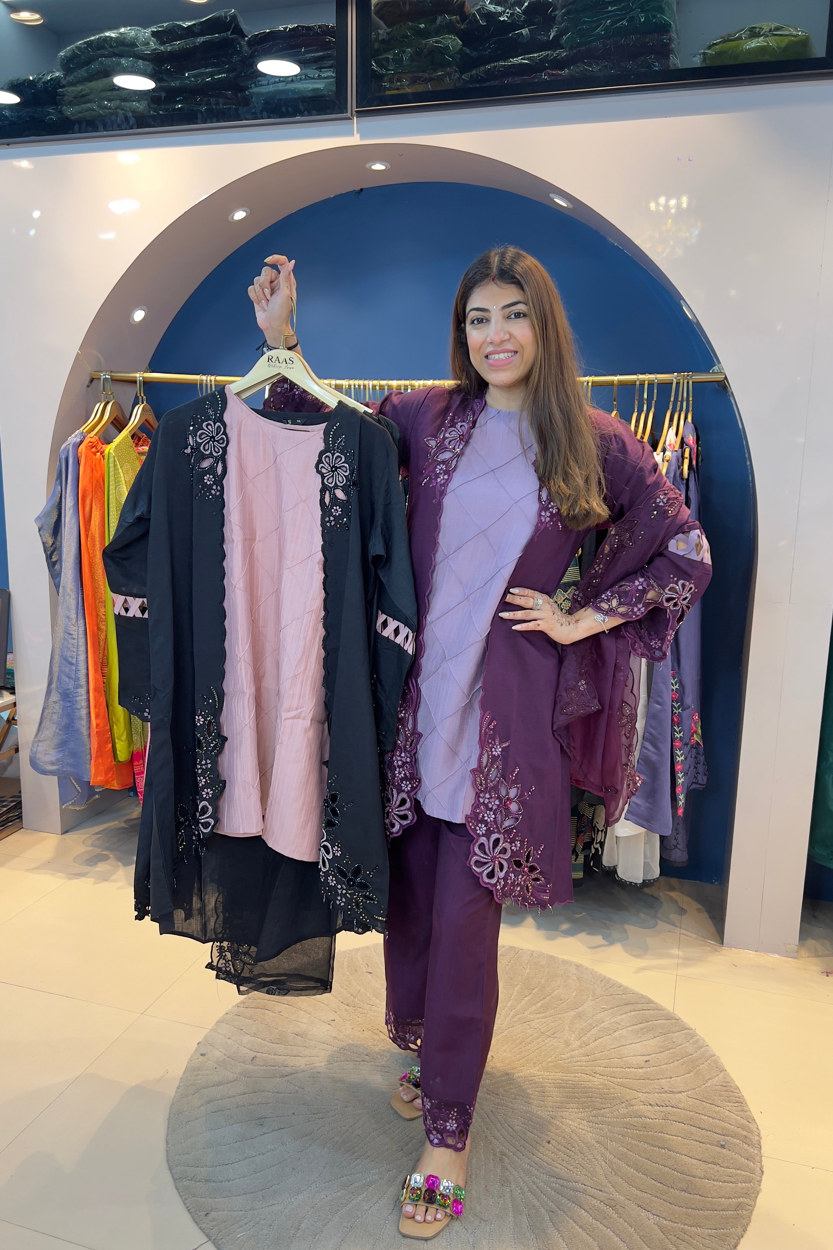 4pc Partywear Pakistani Suit With Organza Dupatta Paired With Bell Bottom Pants