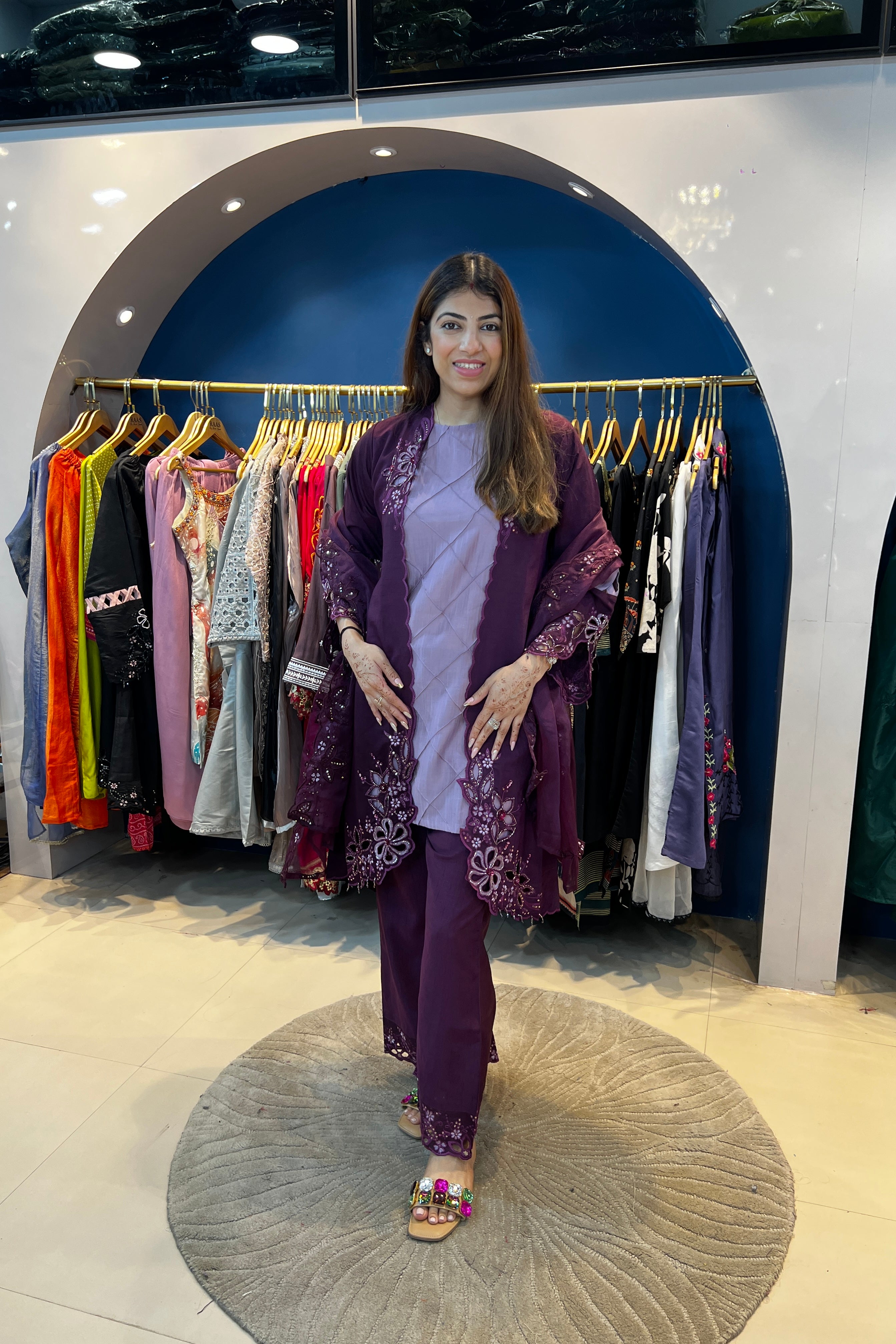 4pc Partywear Pakistani Suit With Organza Dupatta Paired With Bell Bottom Pants