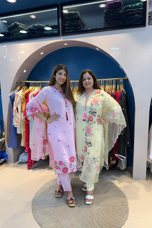 3pc Cotton Suit With Organza Dupatta