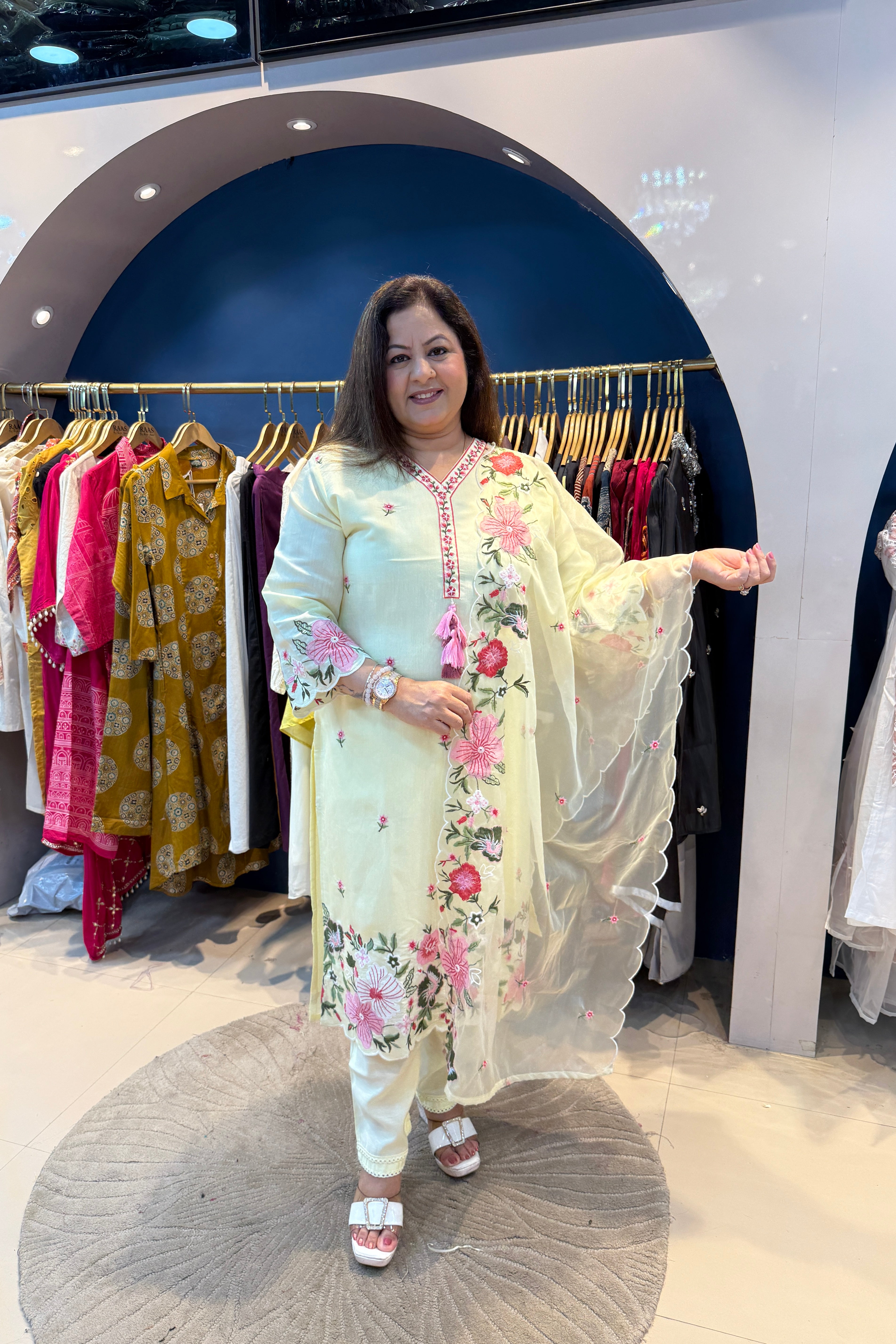3pc Cotton Suit With Organza Dupatta