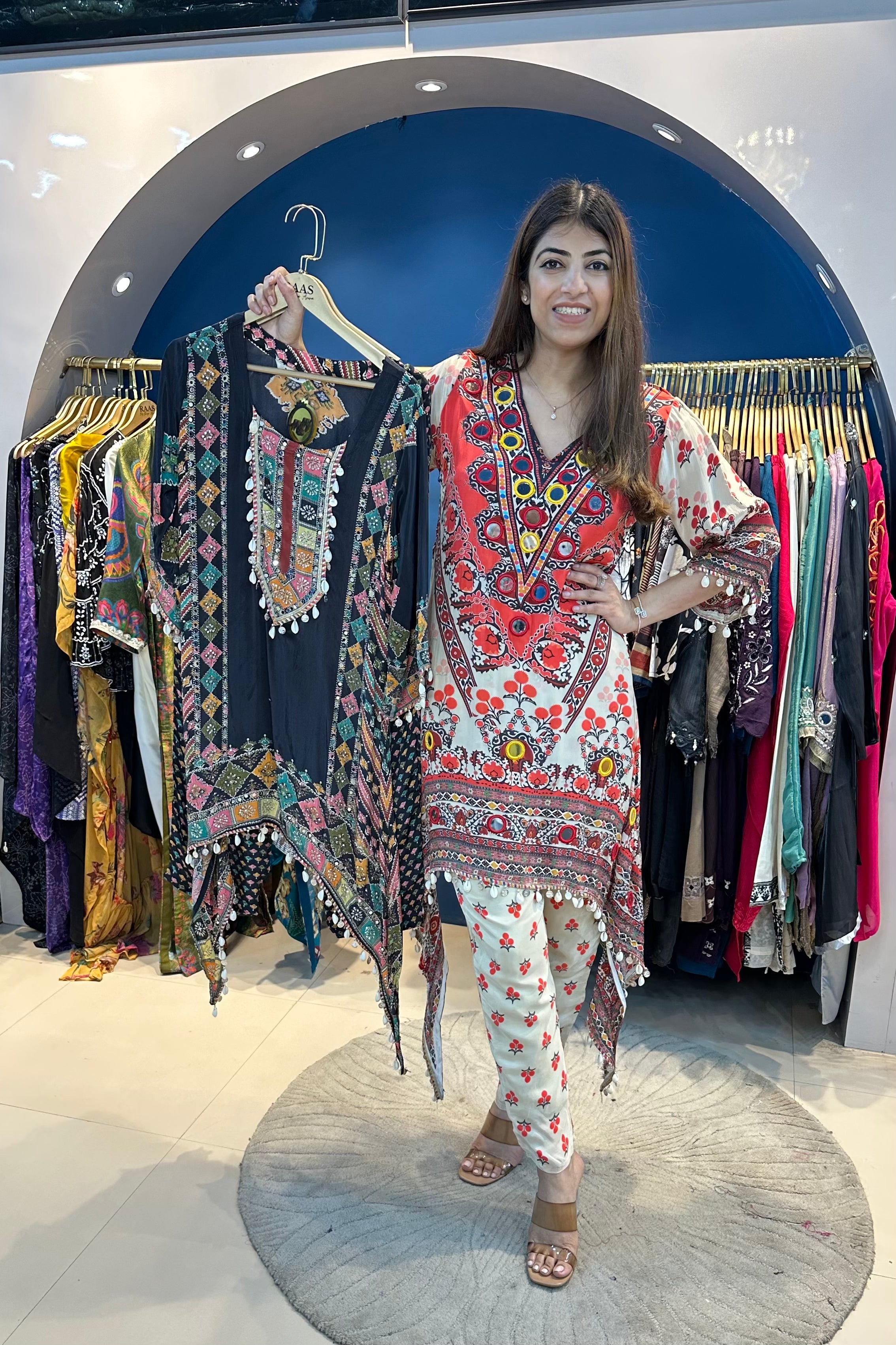 2pc C-cut Partywear Indo-western Set Paired With Pants