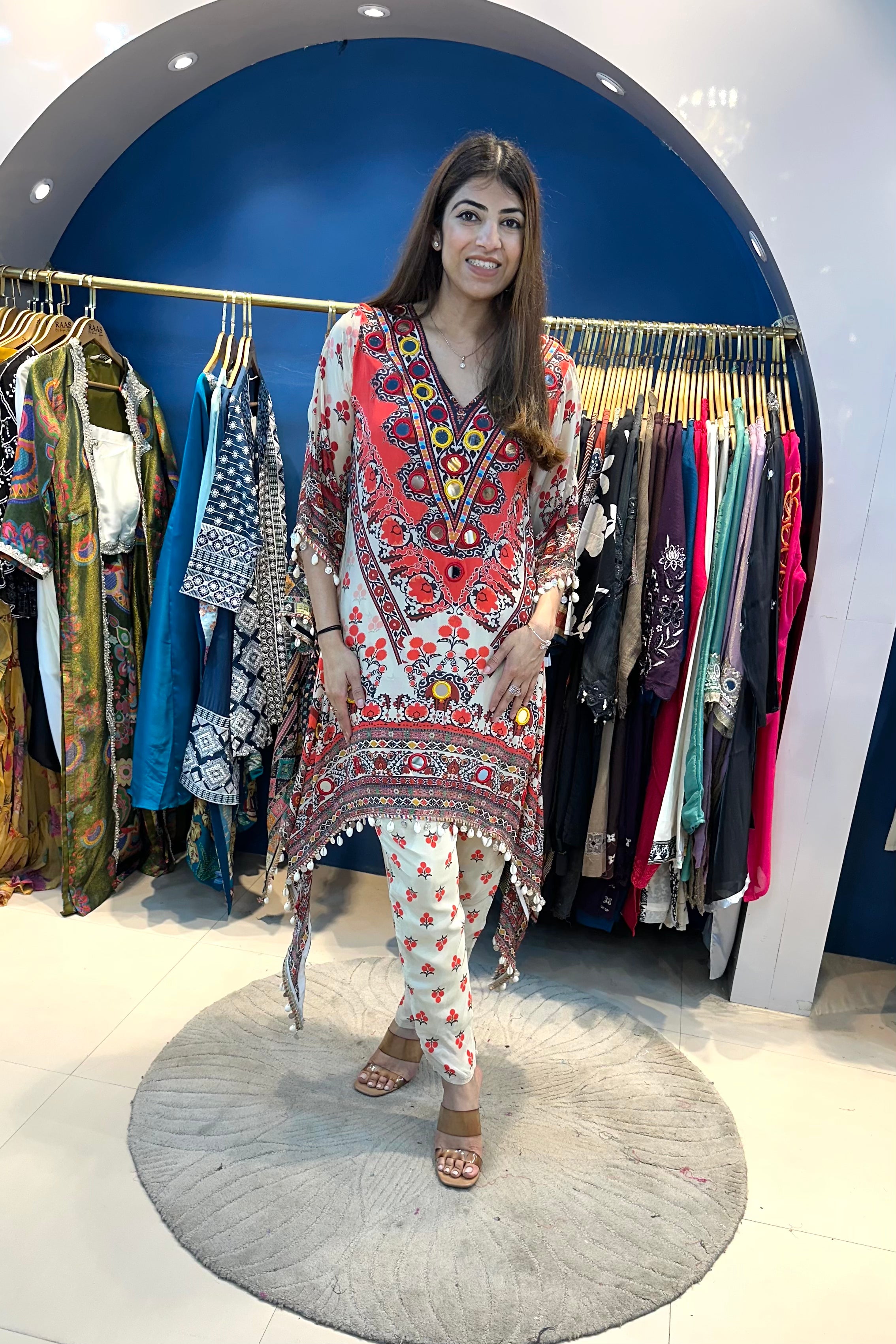 2pc C-cut Partywear Indo-western Set Paired With Pants