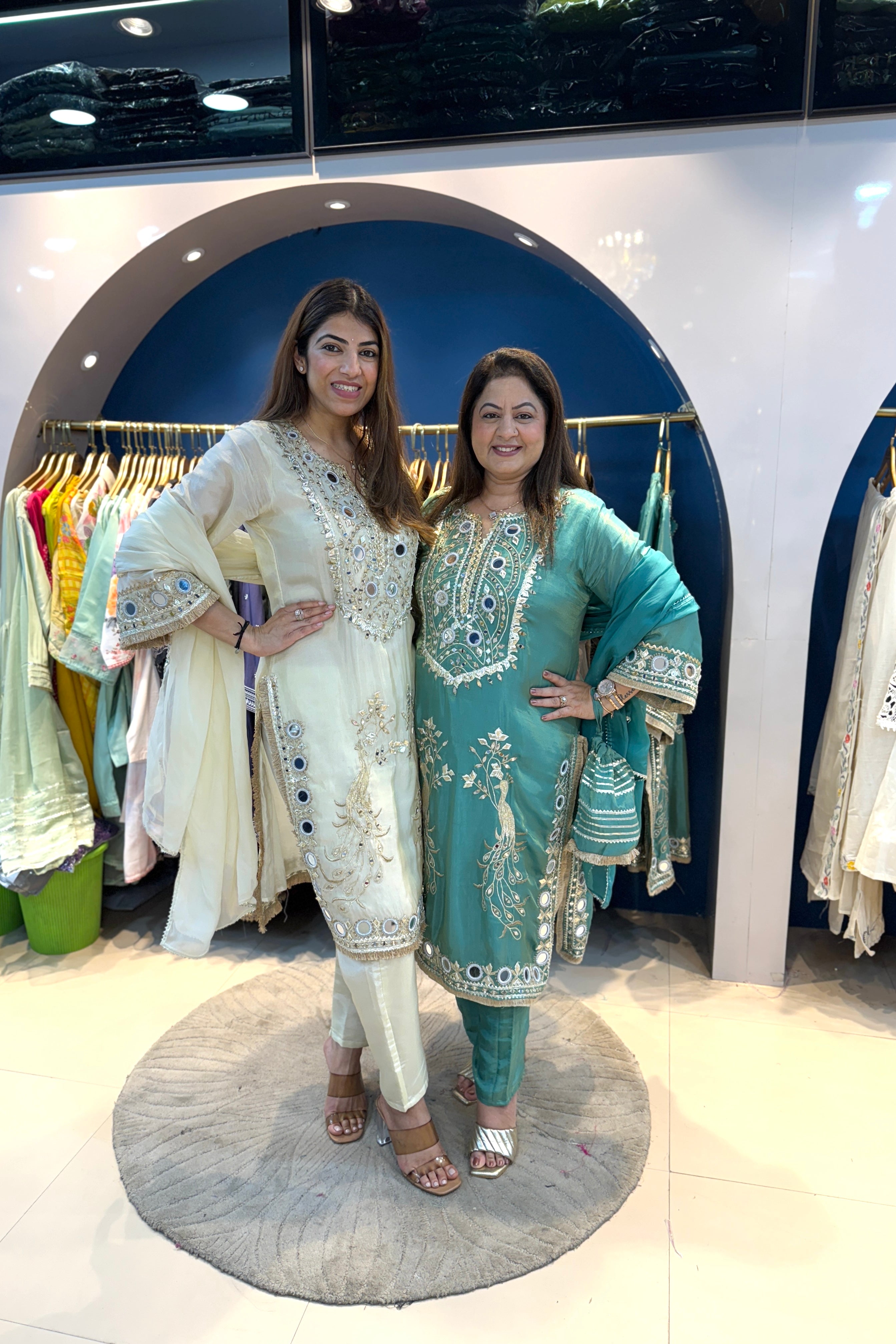 3pc Shimmer Tissue Partywear Pakistani Suit With Potli